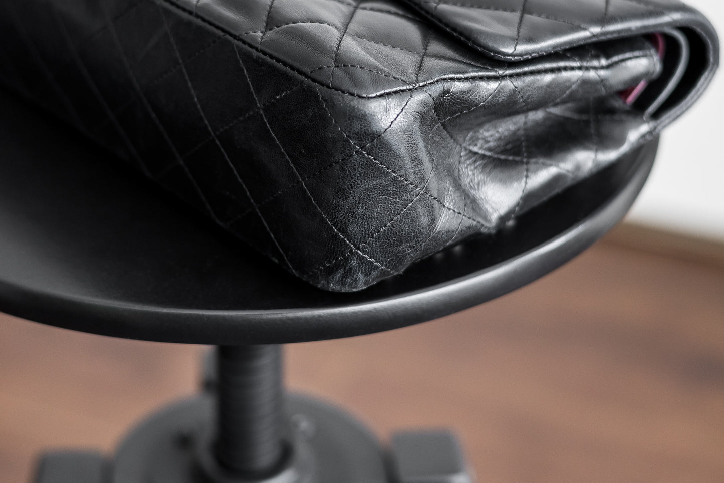 Chanel Lambskin Quilted Medium Double Flap Black & Silver