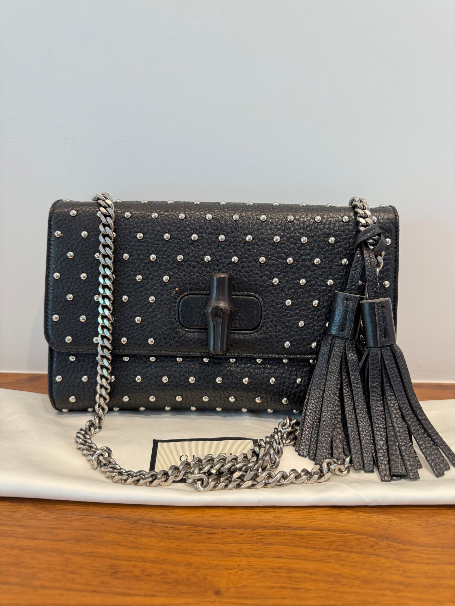 Gucci Studded Miss Bamboo Shoulder Bag in Medium