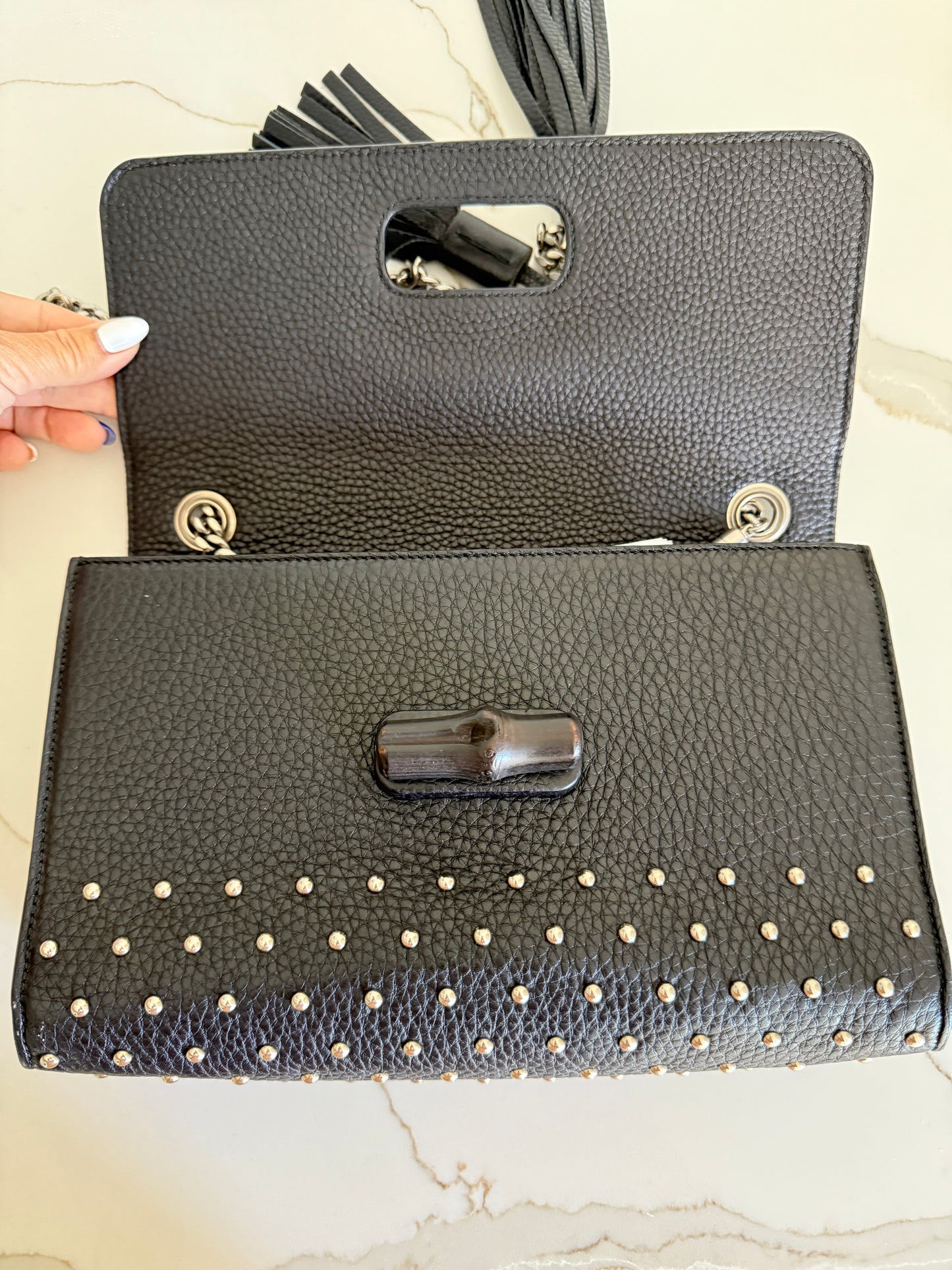 Gucci Studded Miss Bamboo Shoulder Bag in Medium