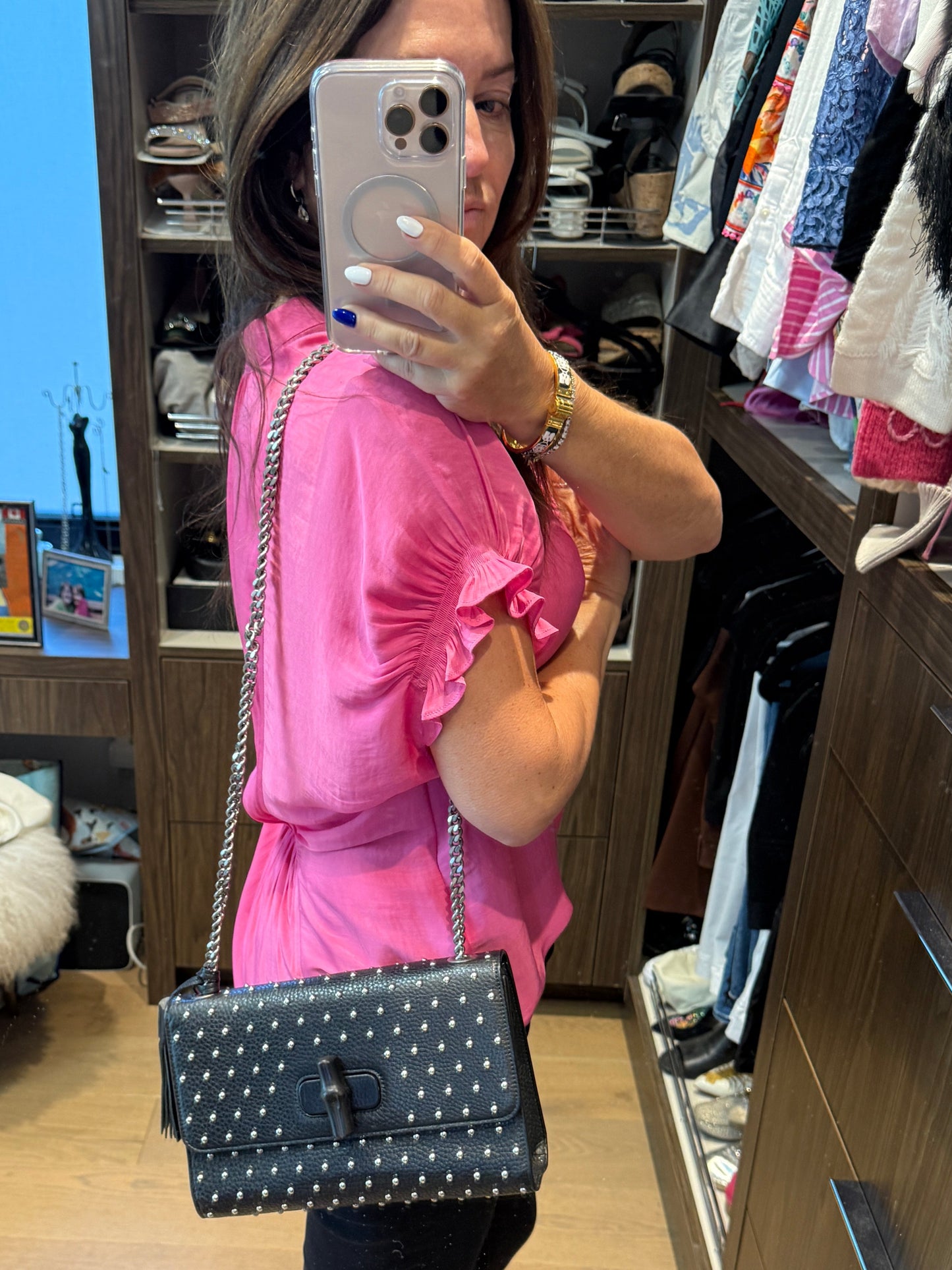 Gucci Studded Miss Bamboo Shoulder Bag in Medium