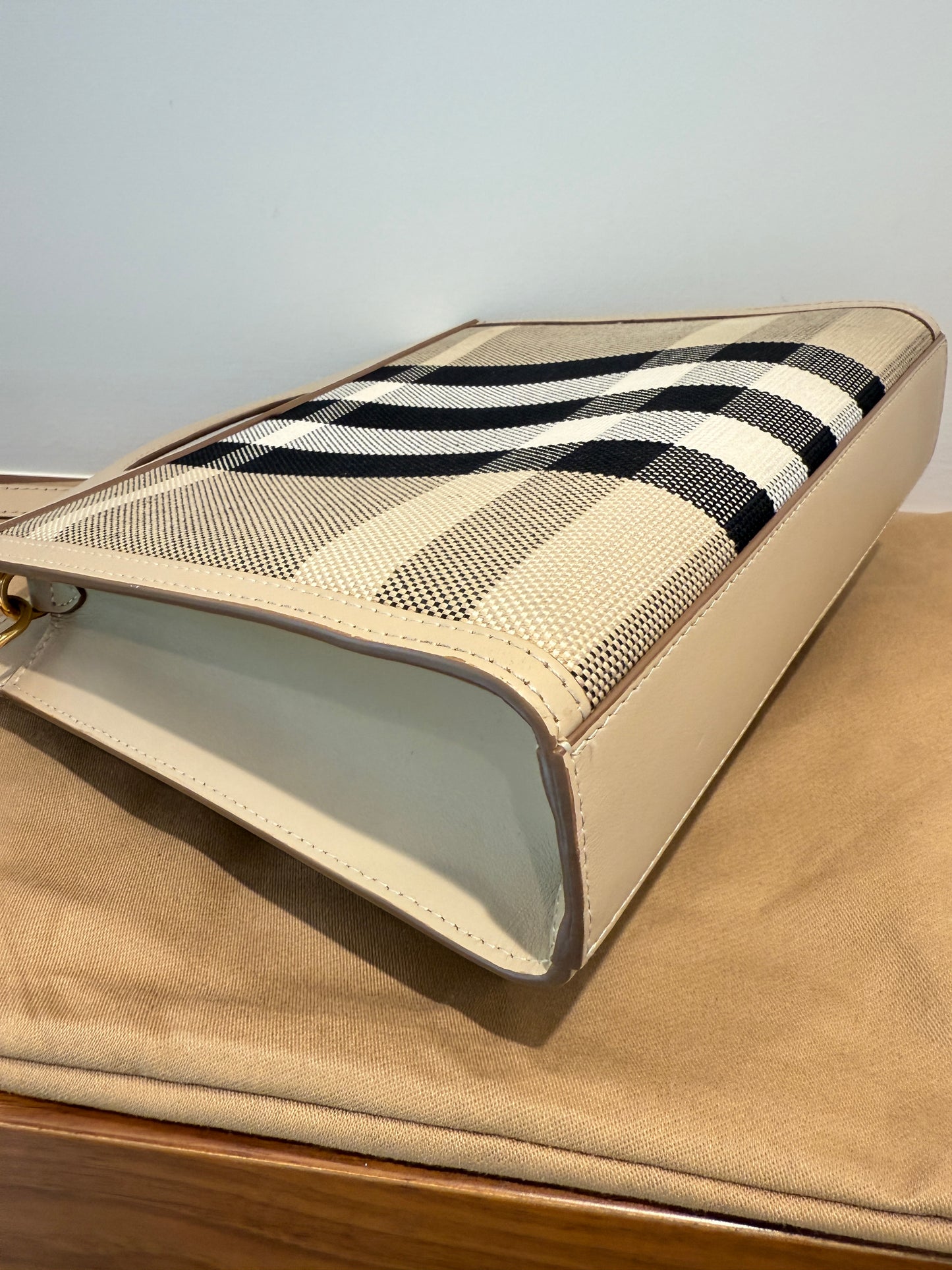 BURBERRY Calfskin Check Mini Pocket Bag Beige