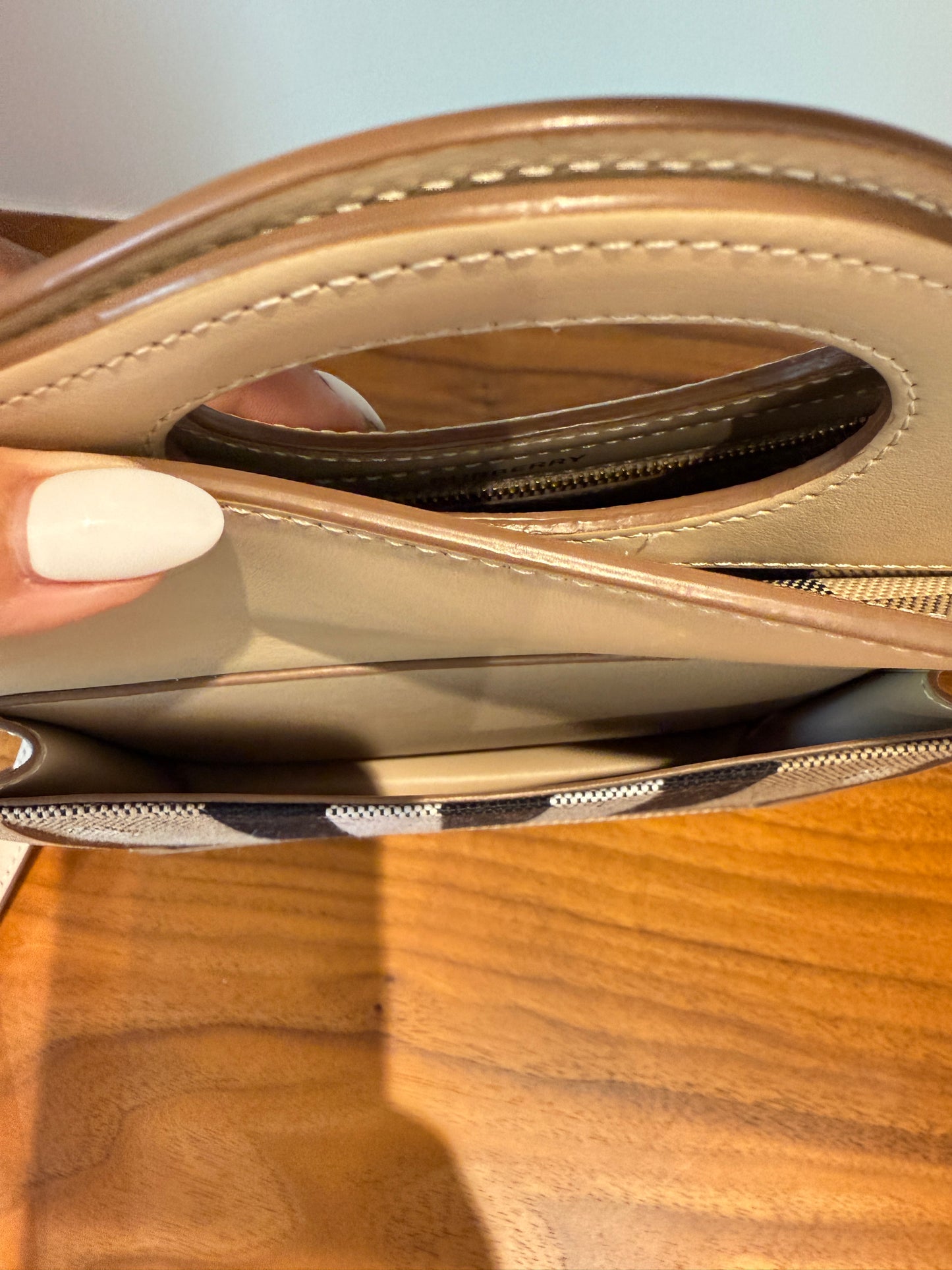 BURBERRY Calfskin Check Mini Pocket Bag Beige