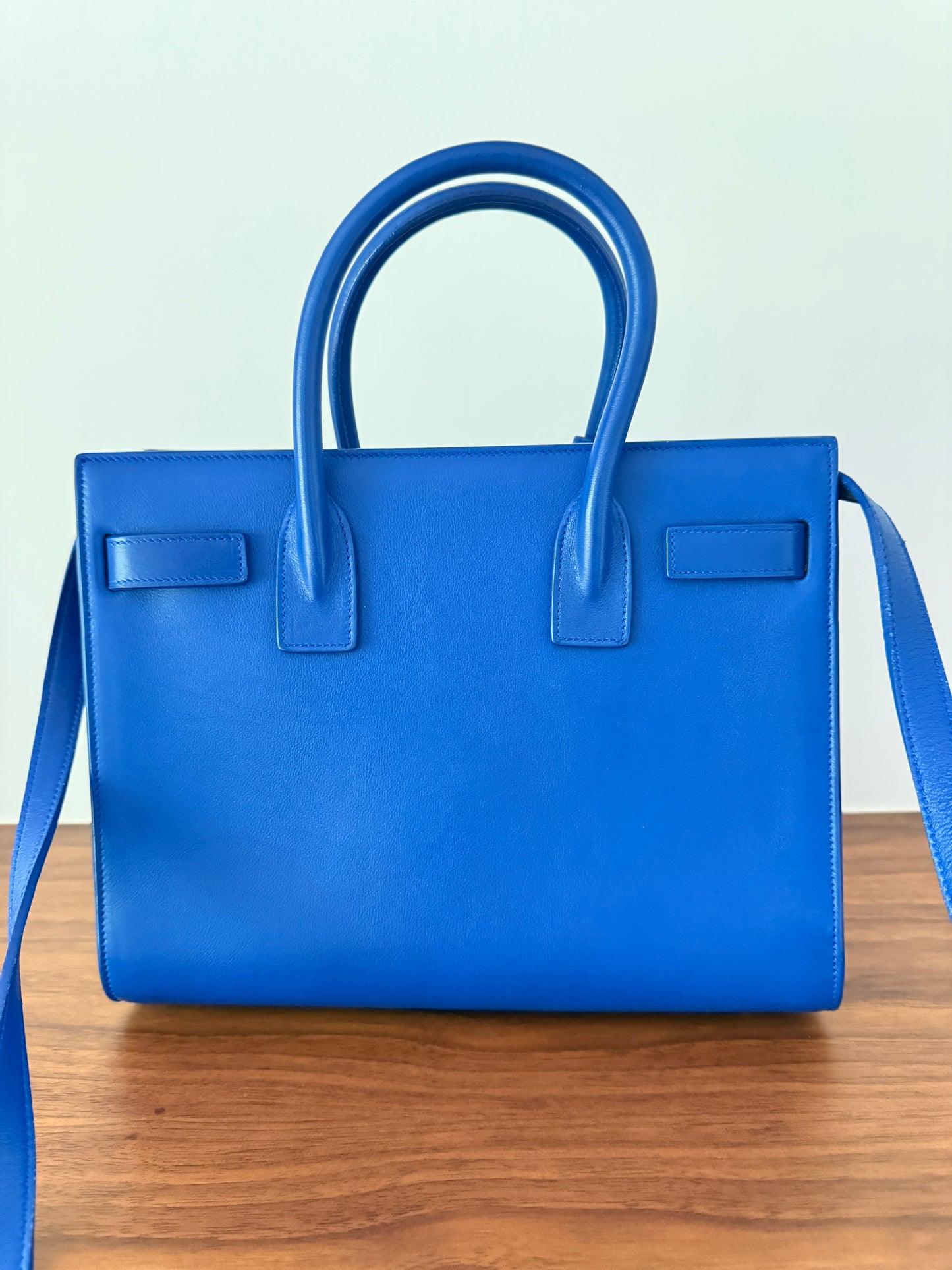 YSL Smooth Leather Nano Sac De Jour in royal blue