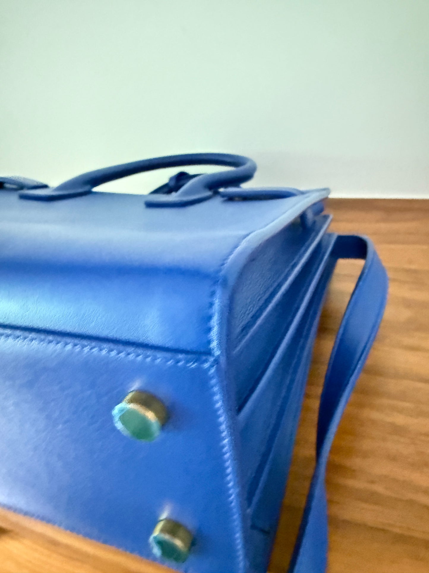 YSL Smooth Leather Nano Sac De Jour in royal blue