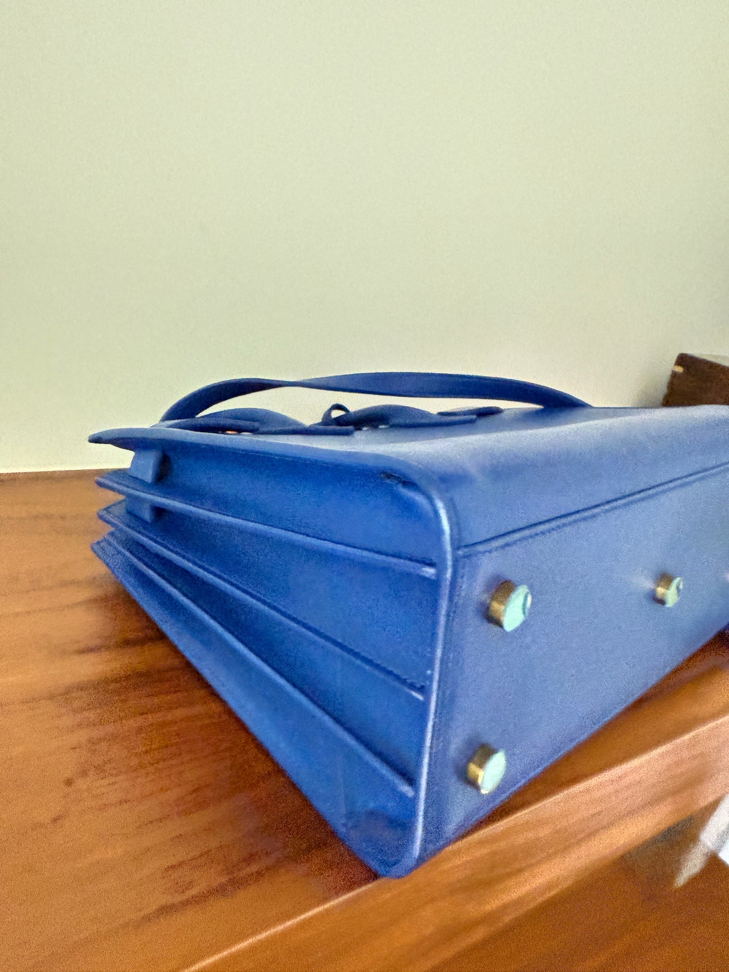 YSL Smooth Leather Nano Sac De Jour in royal blue