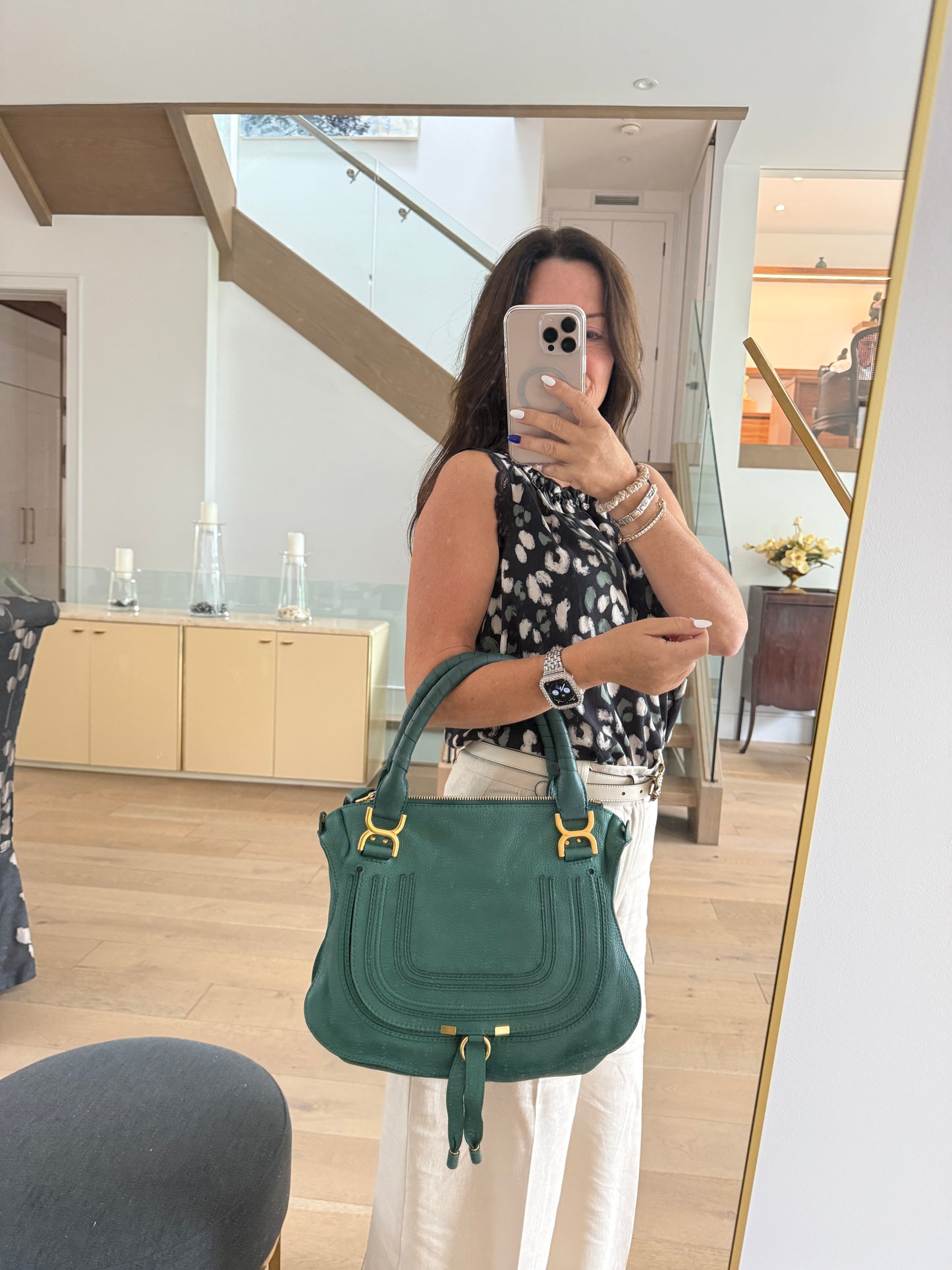 Chloe Marcie Satchel in Green Medium