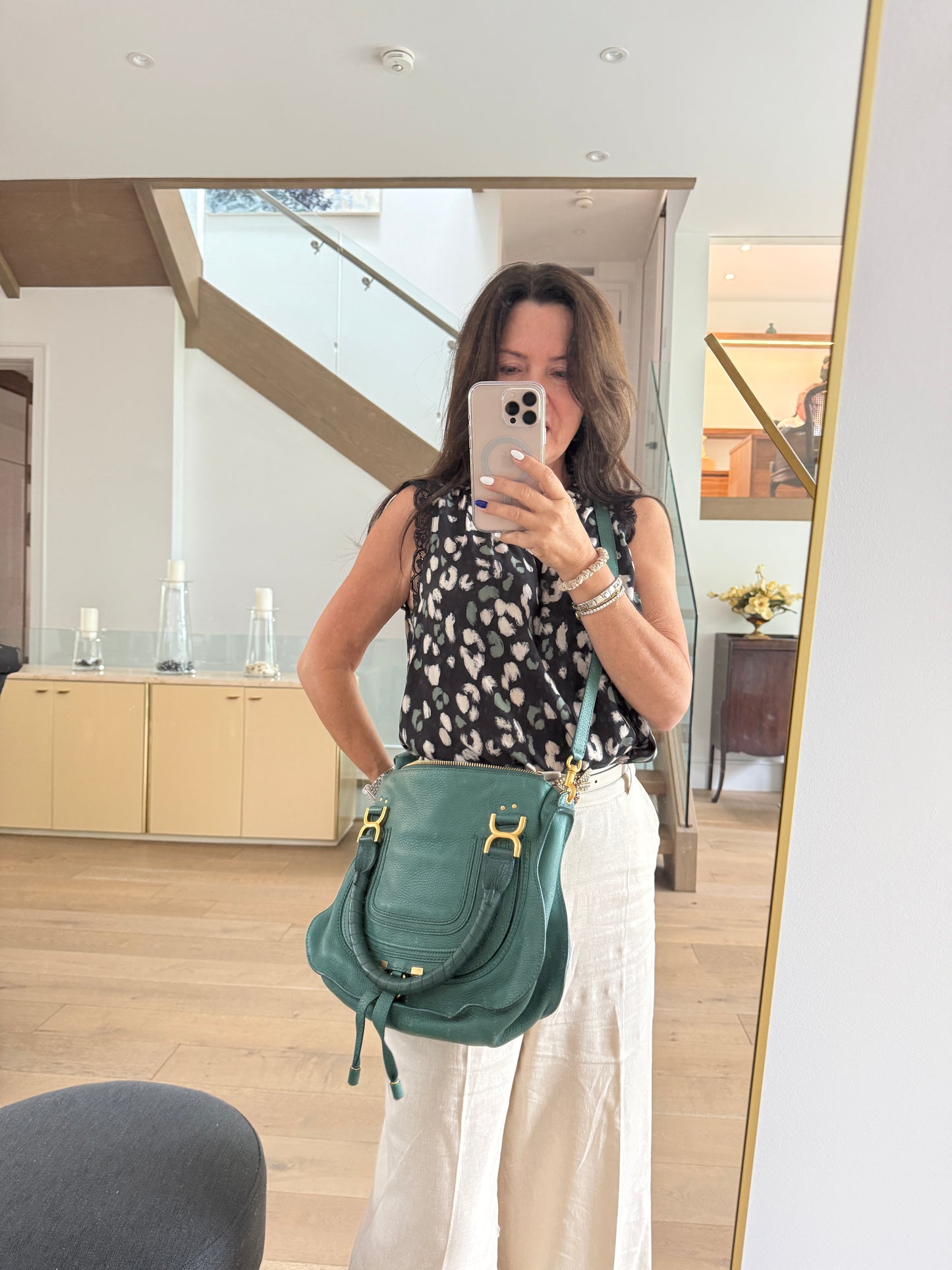 Chloe Marcie Satchel in Green Medium