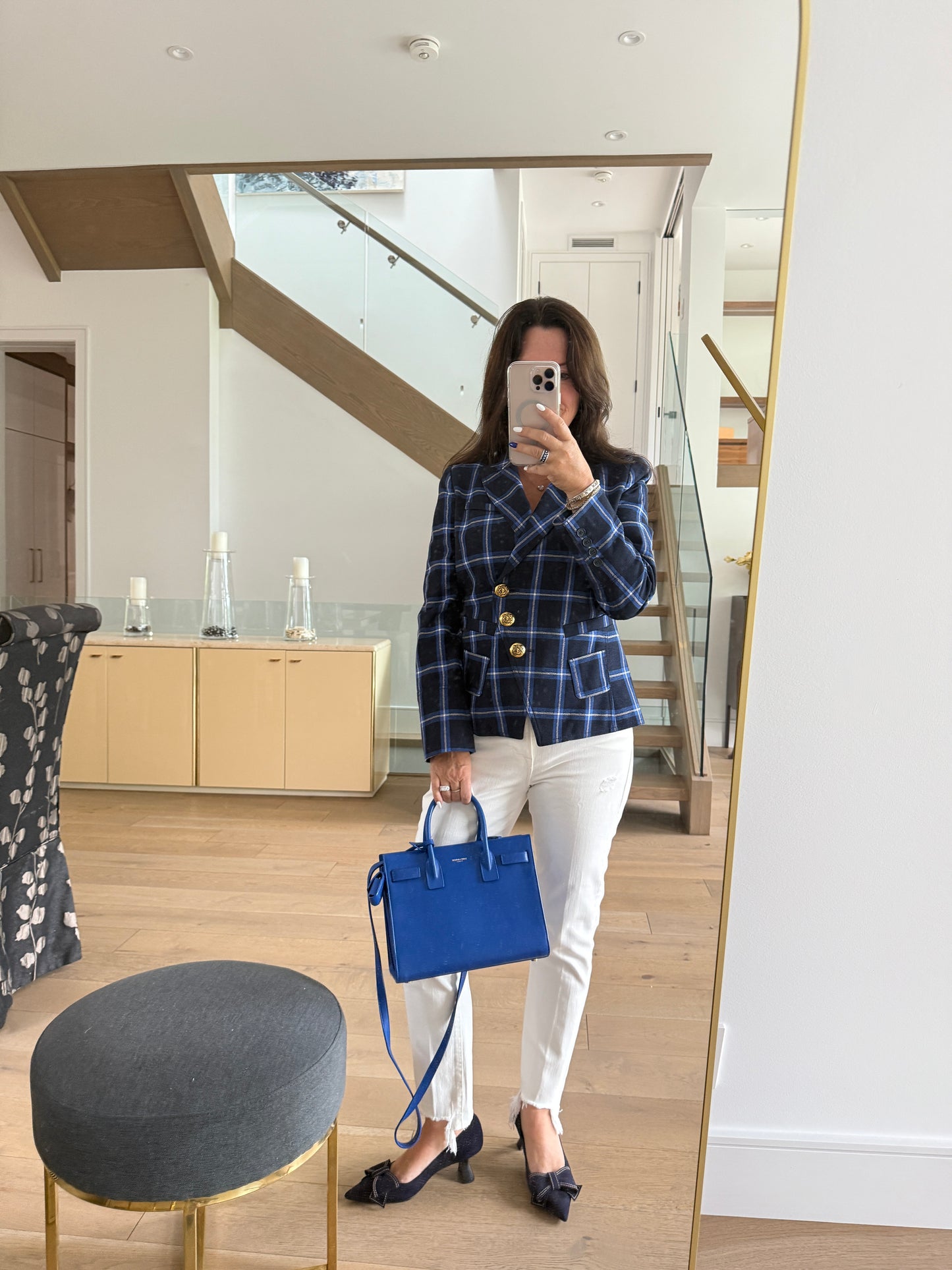 YSL Smooth Leather Nano Sac De Jour in royal blue