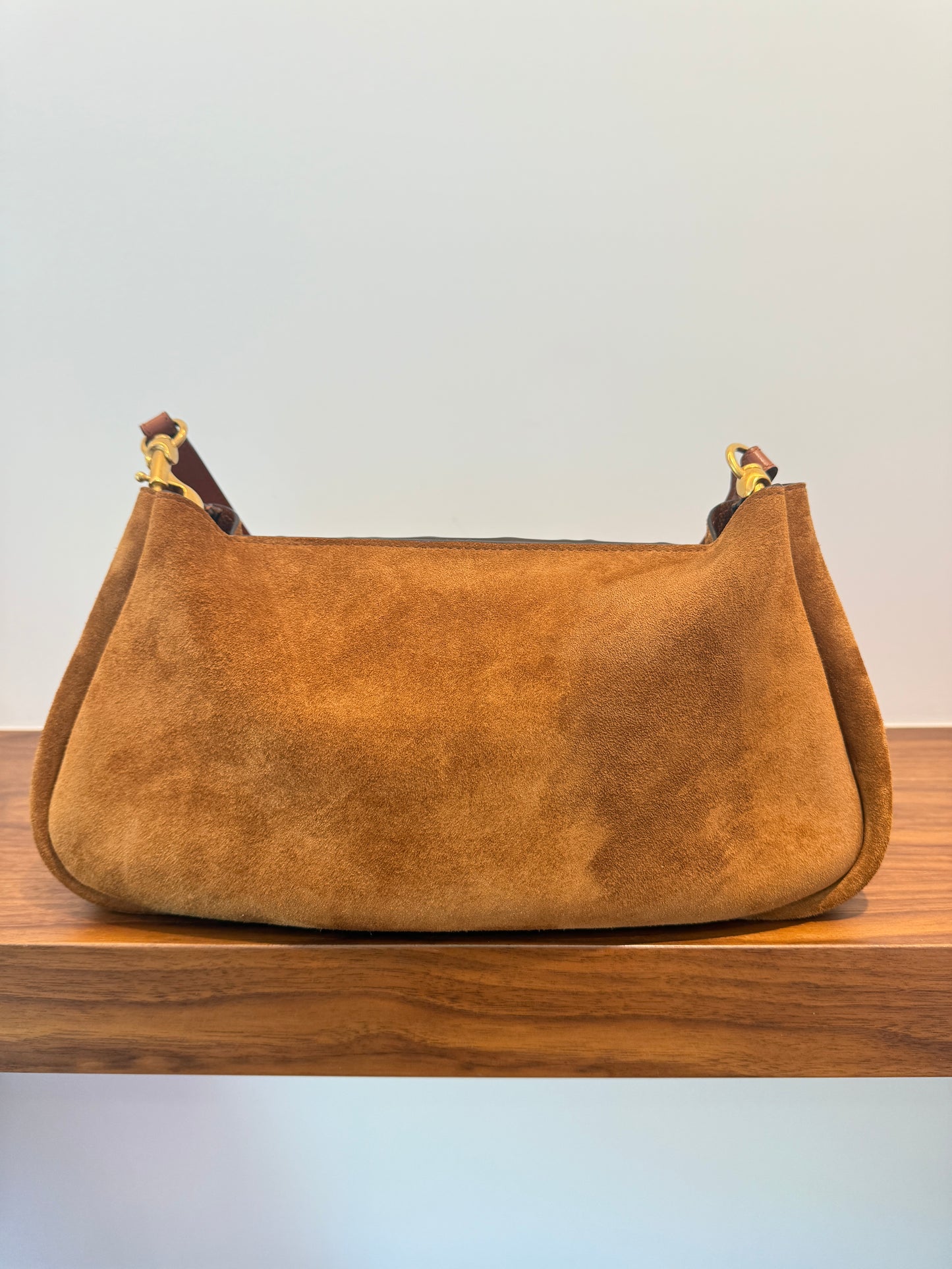 Chloe Marcie Brown Shoulder Bag with Suede and Leather