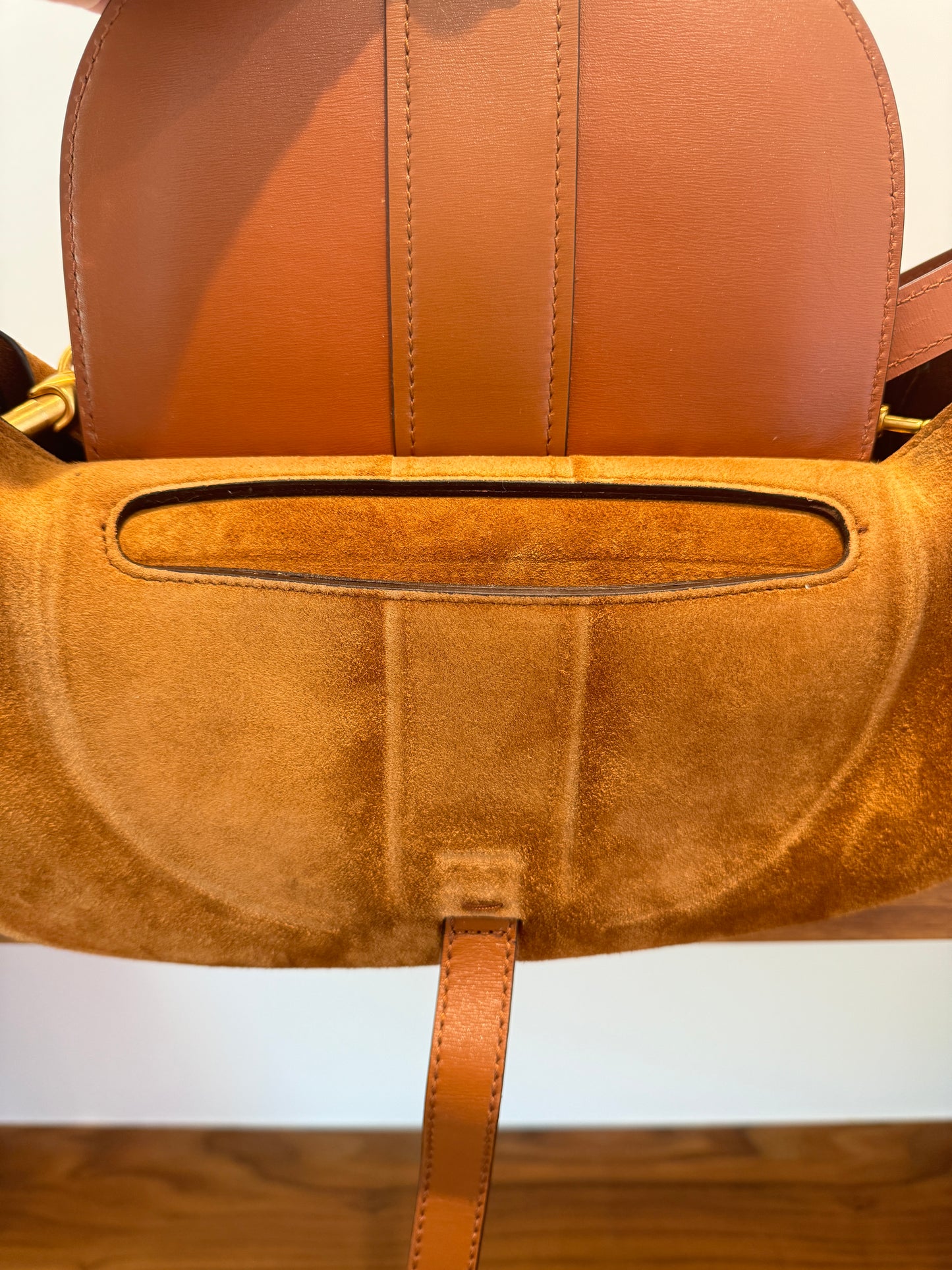 Chloe Marcie Brown Shoulder Bag with Suede and Leather