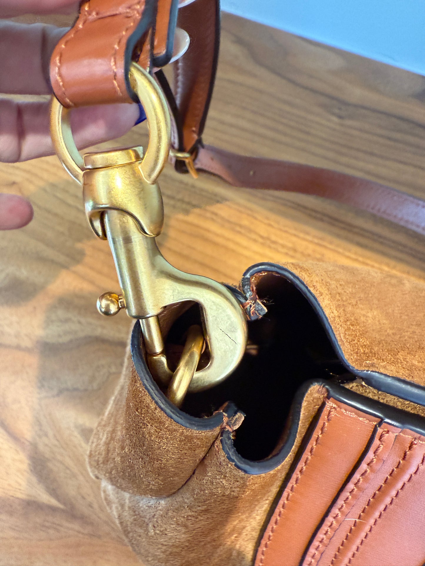 Chloe Marcie Brown Shoulder Bag with Suede and Leather