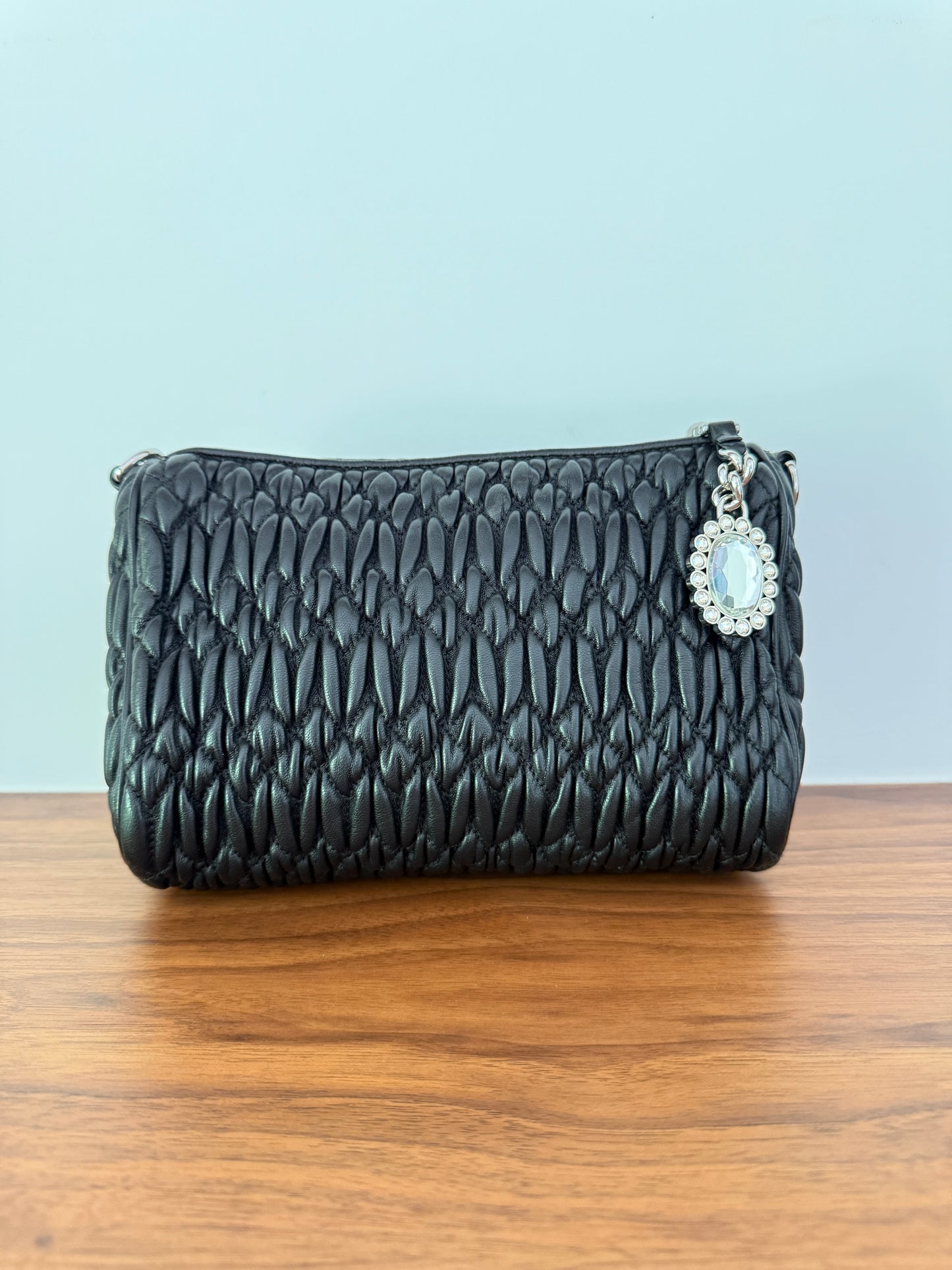 Miu Miu Matelasse Nappa Leather Clutch in Black