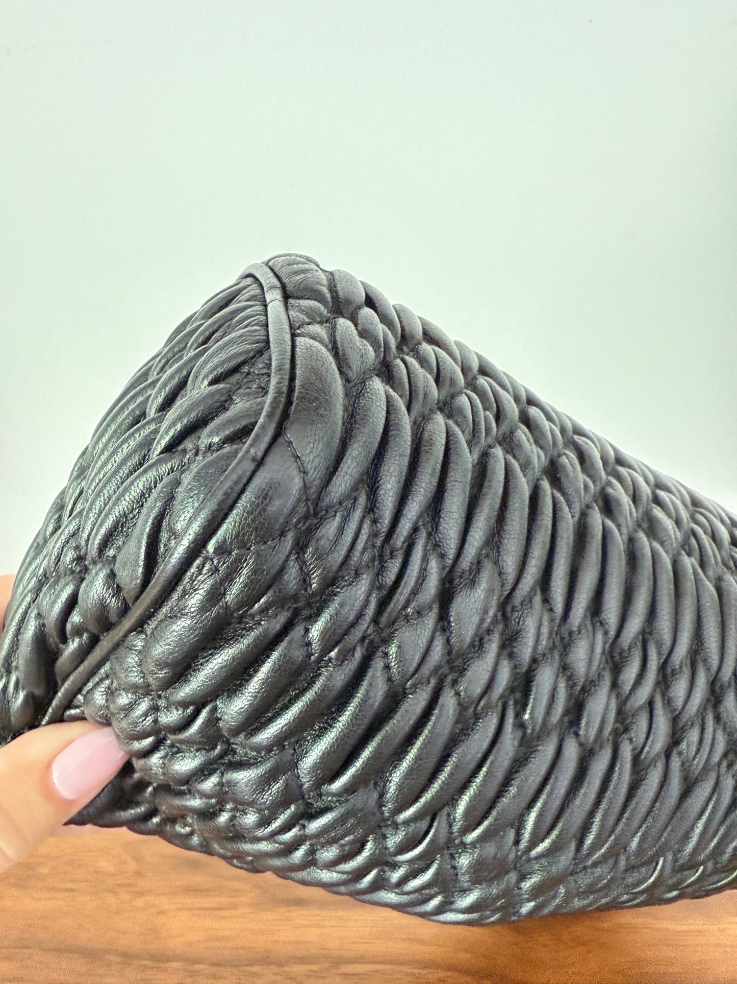 Miu Miu Matelasse Nappa Leather Clutch in Black
