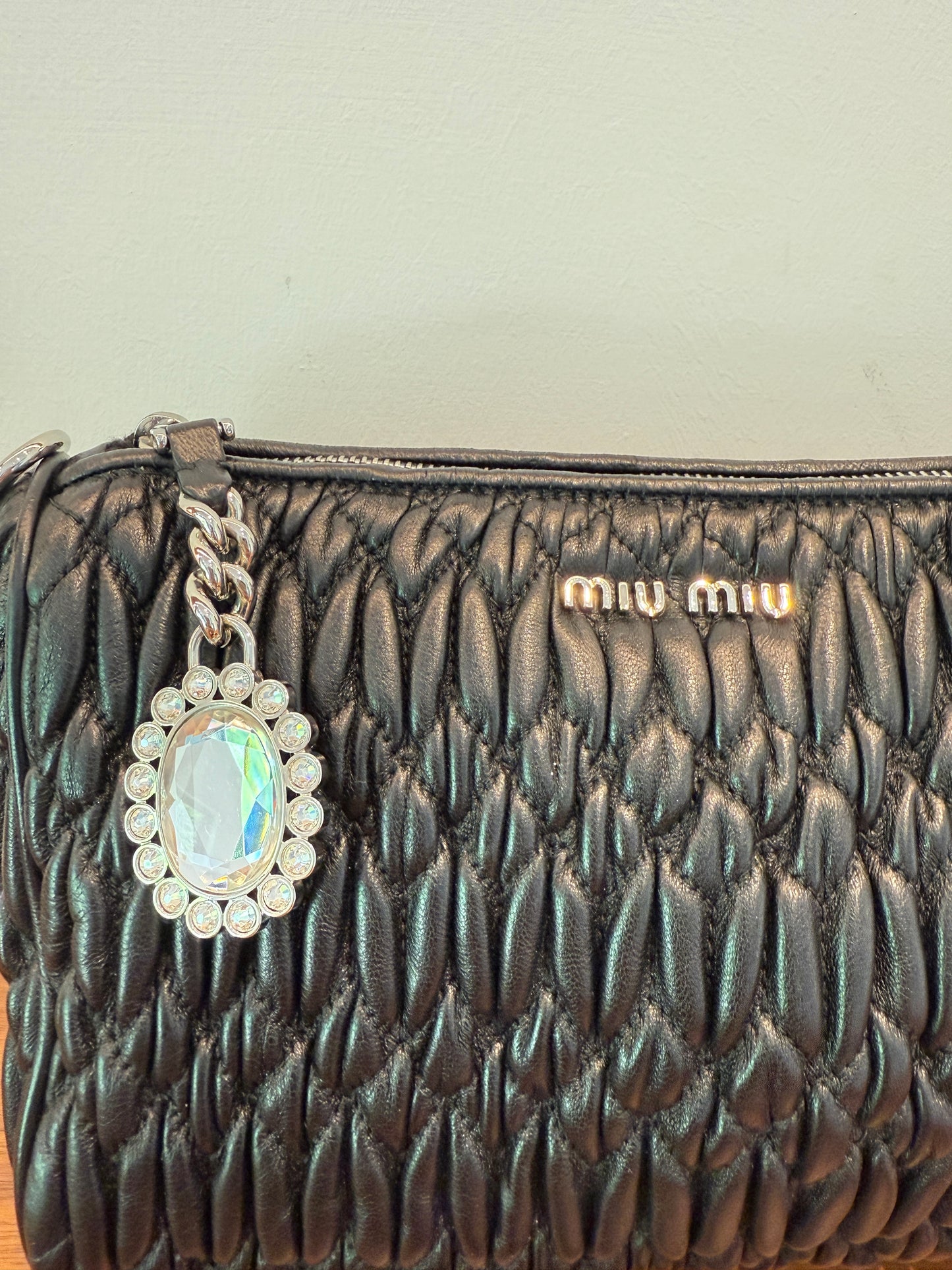 Miu Miu Matelasse Nappa Leather Clutch in Black