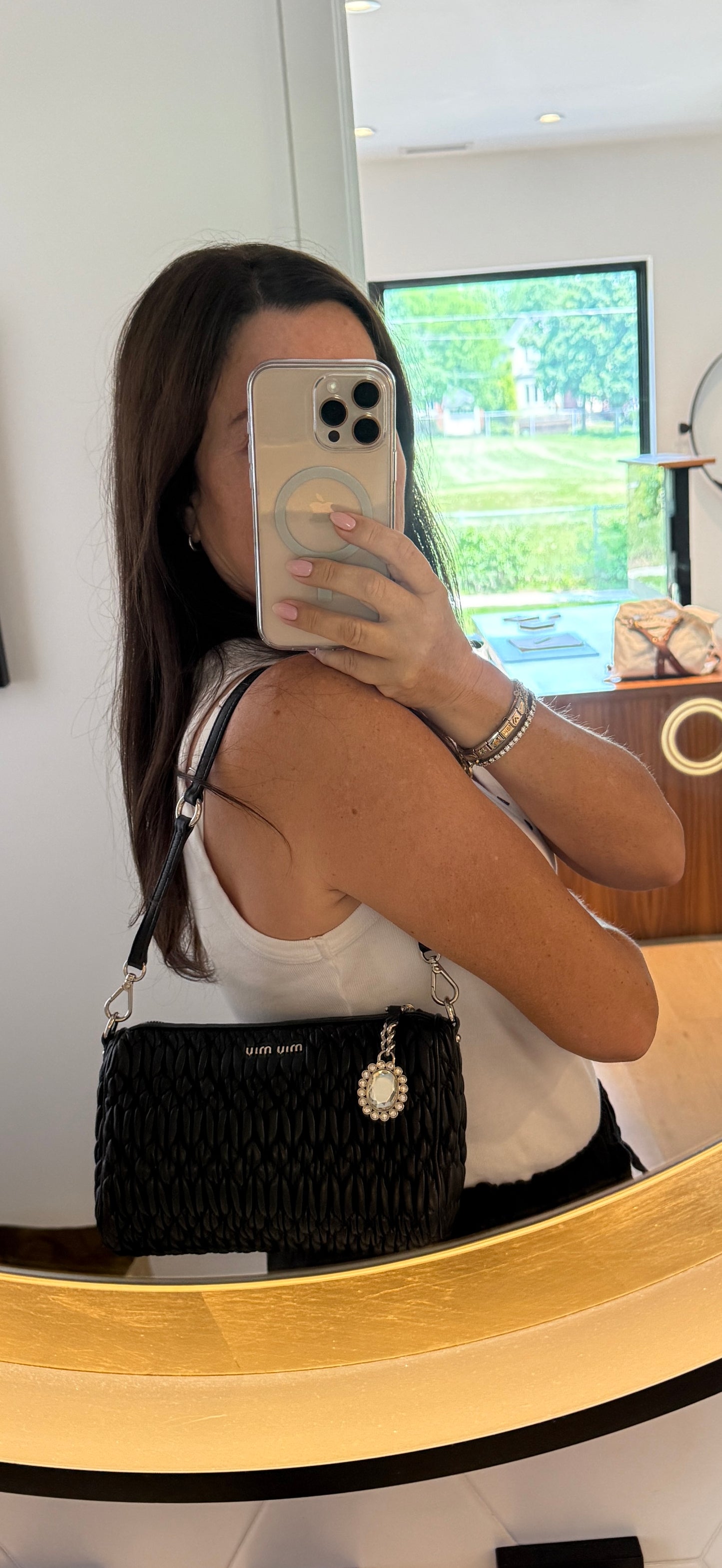 Miu Miu Matelasse Nappa Leather Clutch in Black