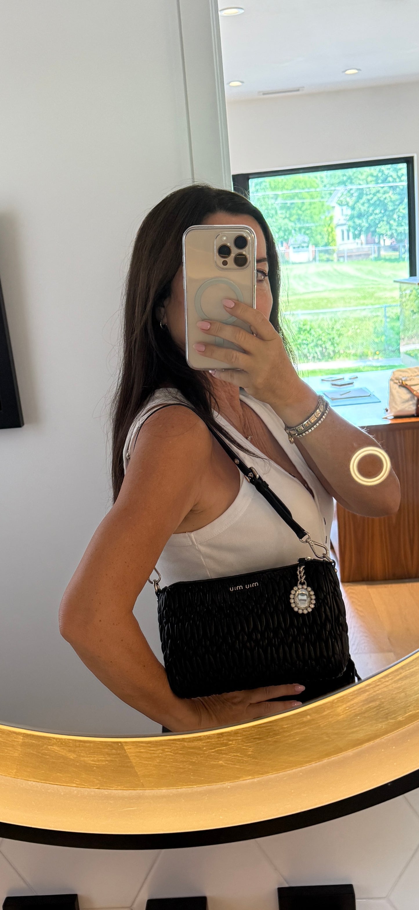 Miu Miu Matelasse Nappa Leather Clutch in Black