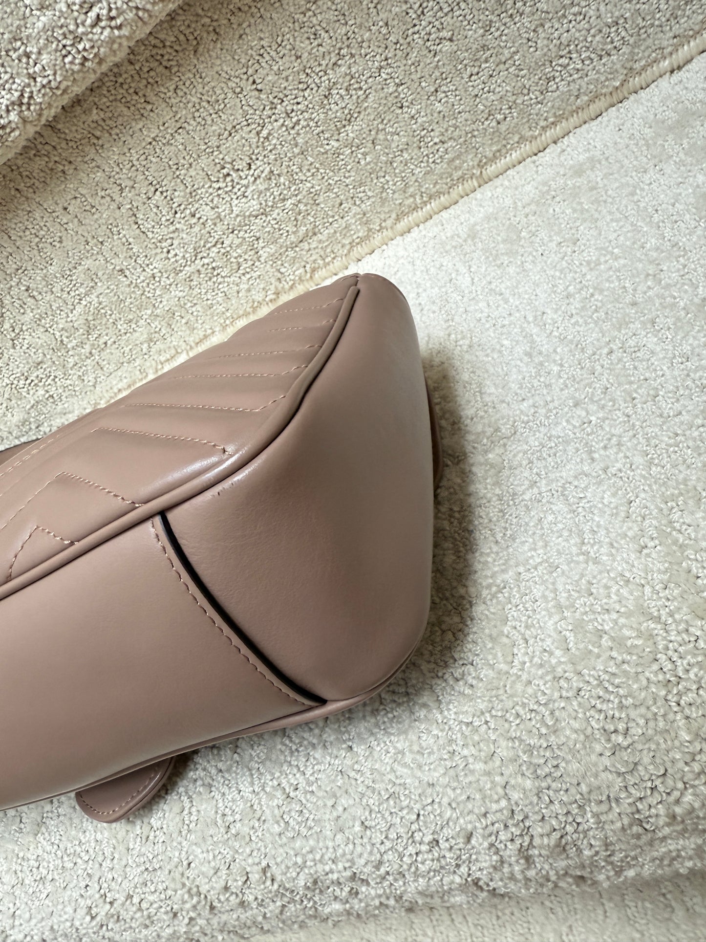 GUCCI Calfskin Matelasse GG Marmont small in taupe
