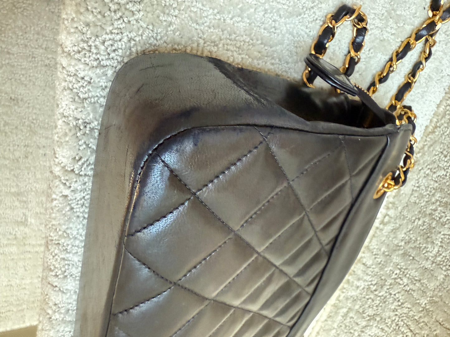 Vintage Chanel Matelasse Chain Shoulder Bag with Gold