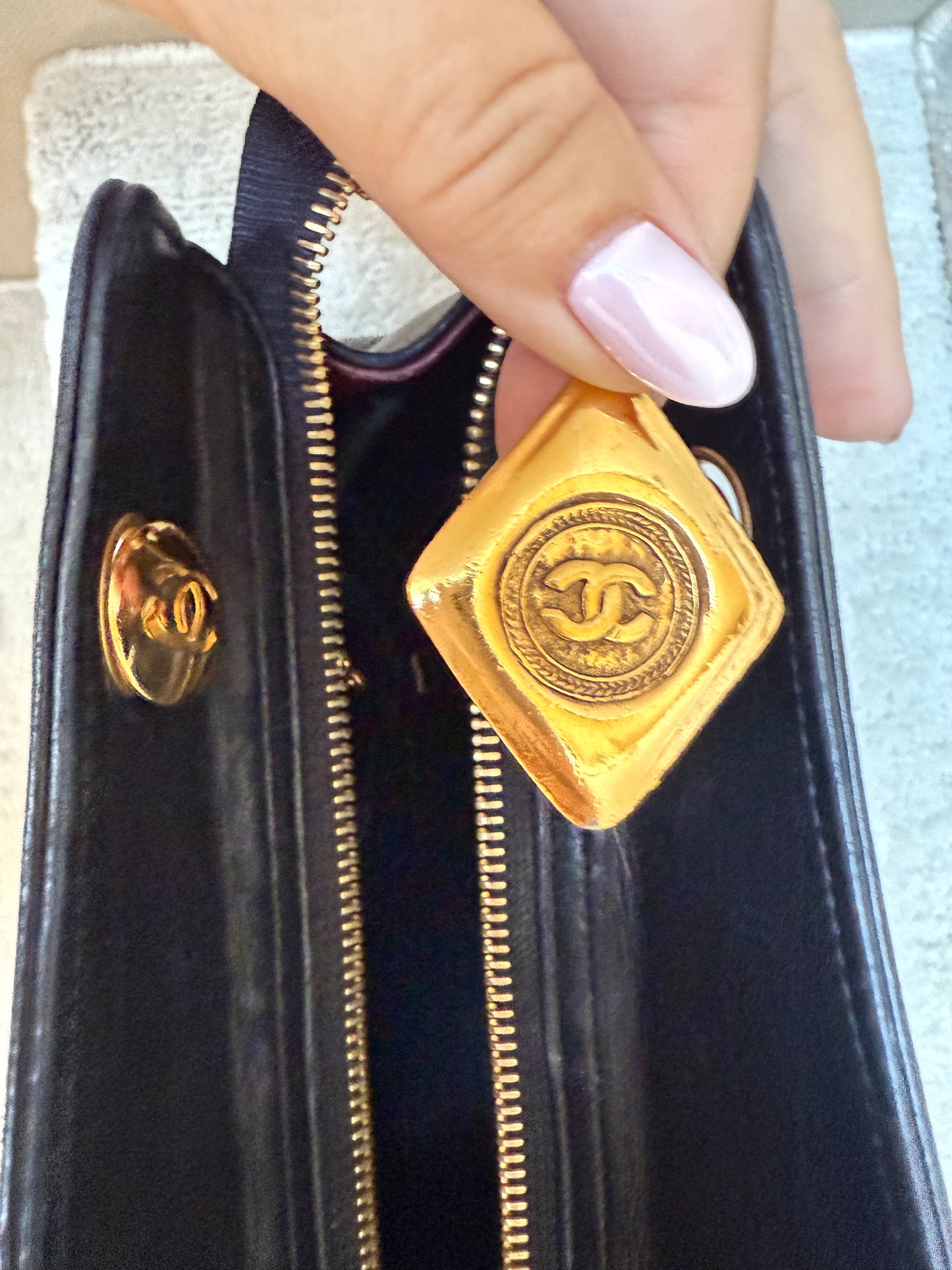 Vintage Chanel Matelasse Chain Shoulder Bag with Gold