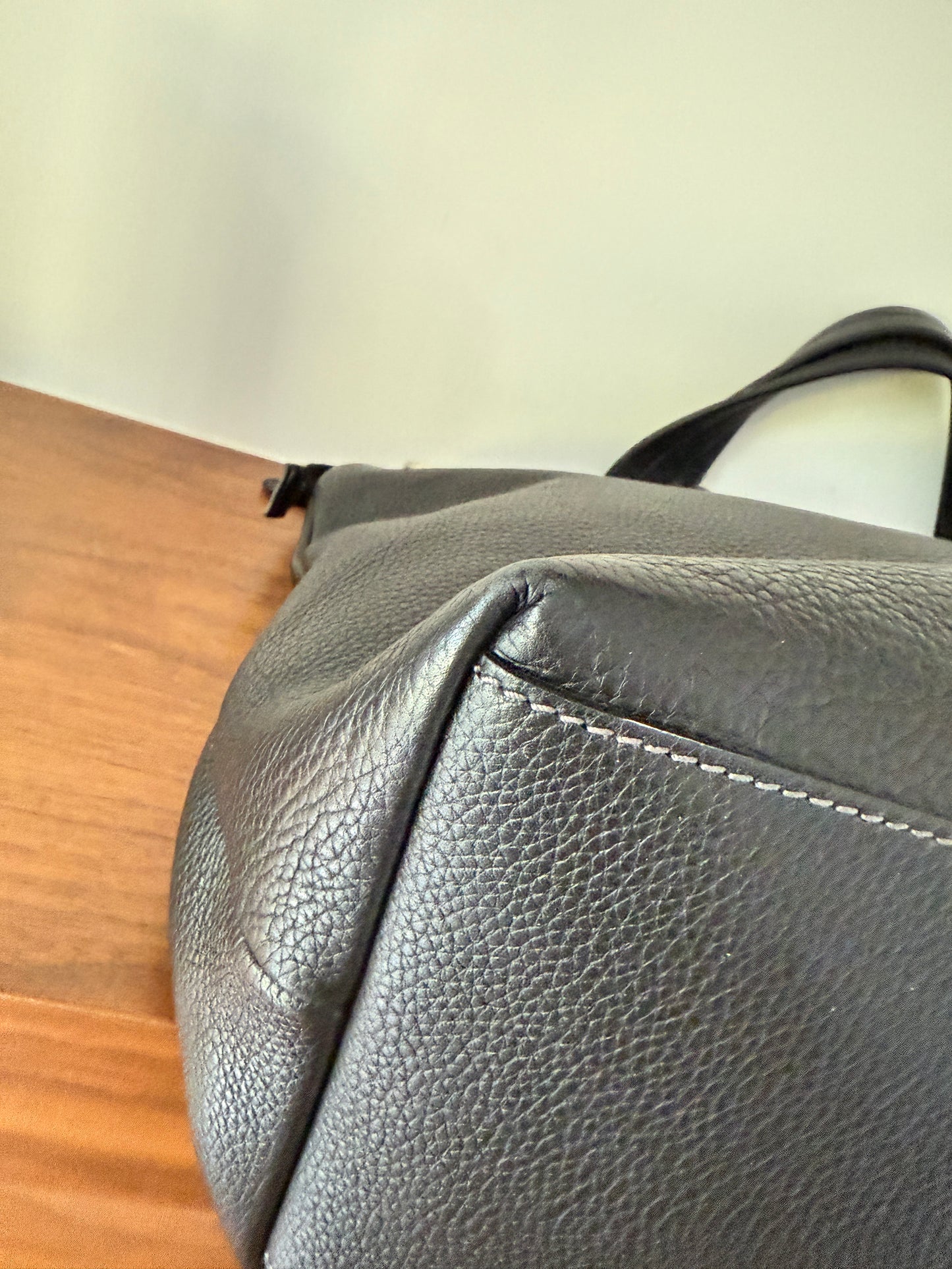 Salvatore Ferragamo Black Leather Large Tote Unisex
