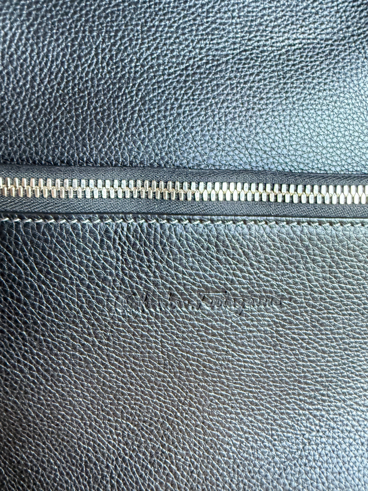 Salvatore Ferragamo Black Leather Large Tote Unisex