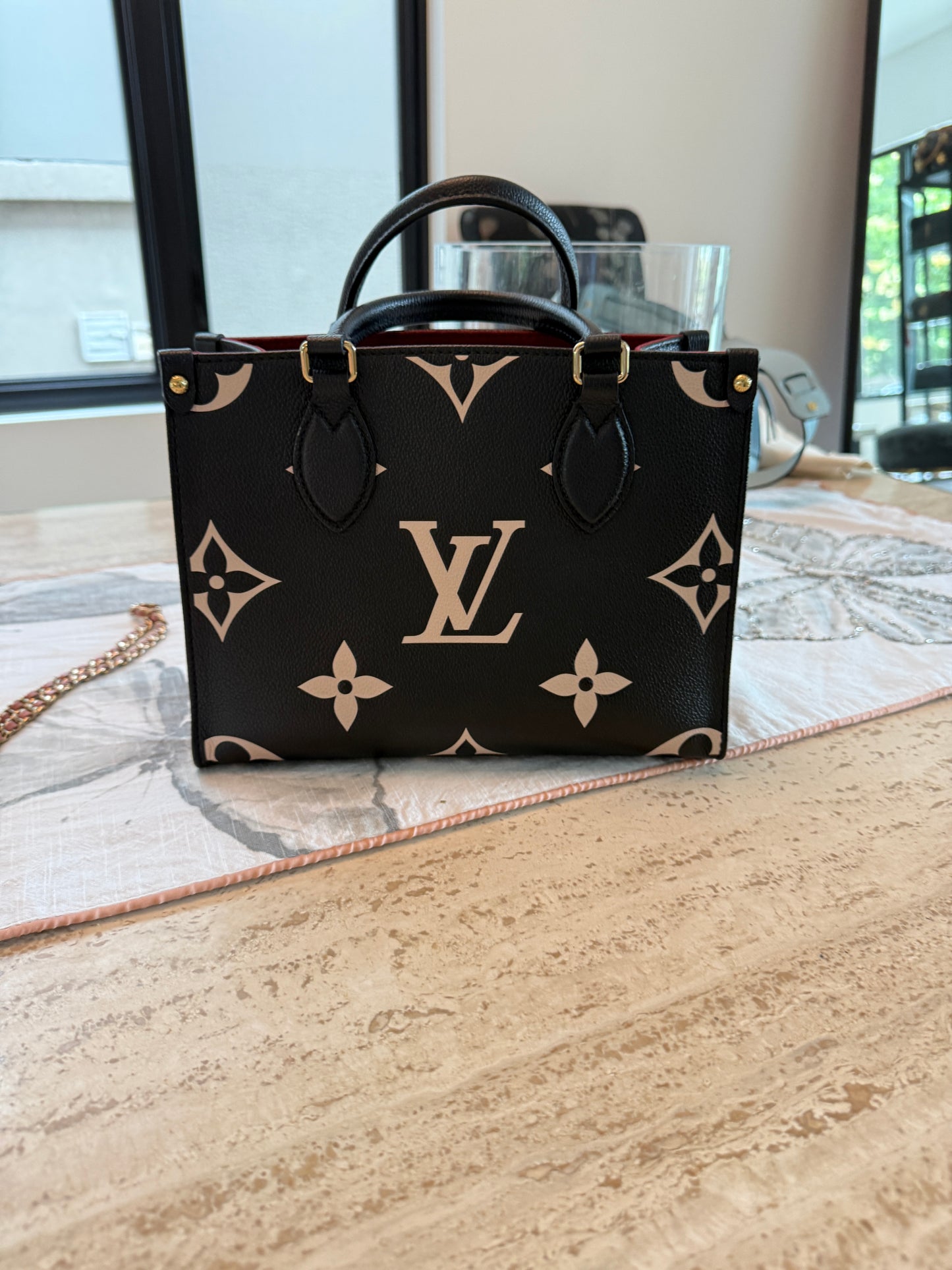 Louis Vuitton Empreinte Monogram Giant Onthego PM Black Beige Pre-Owned