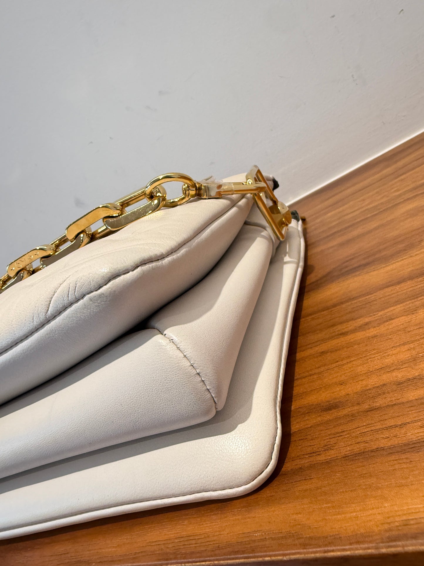 Louis Vuitton Lambskin Embossed Monogram Coussin PM Beige Cream