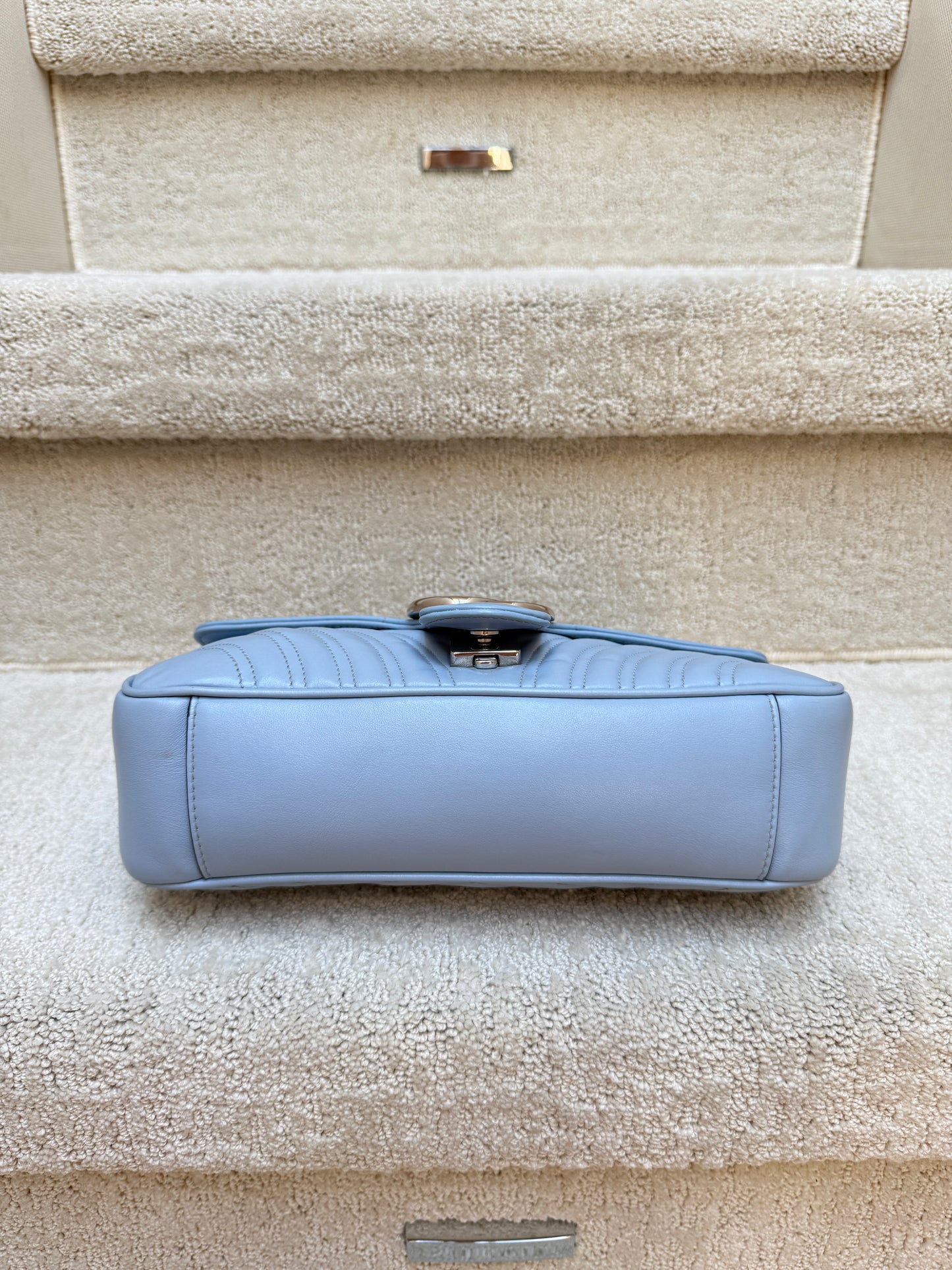 GUCCI Calfskin Matelasse GG Marmont small in baby blue