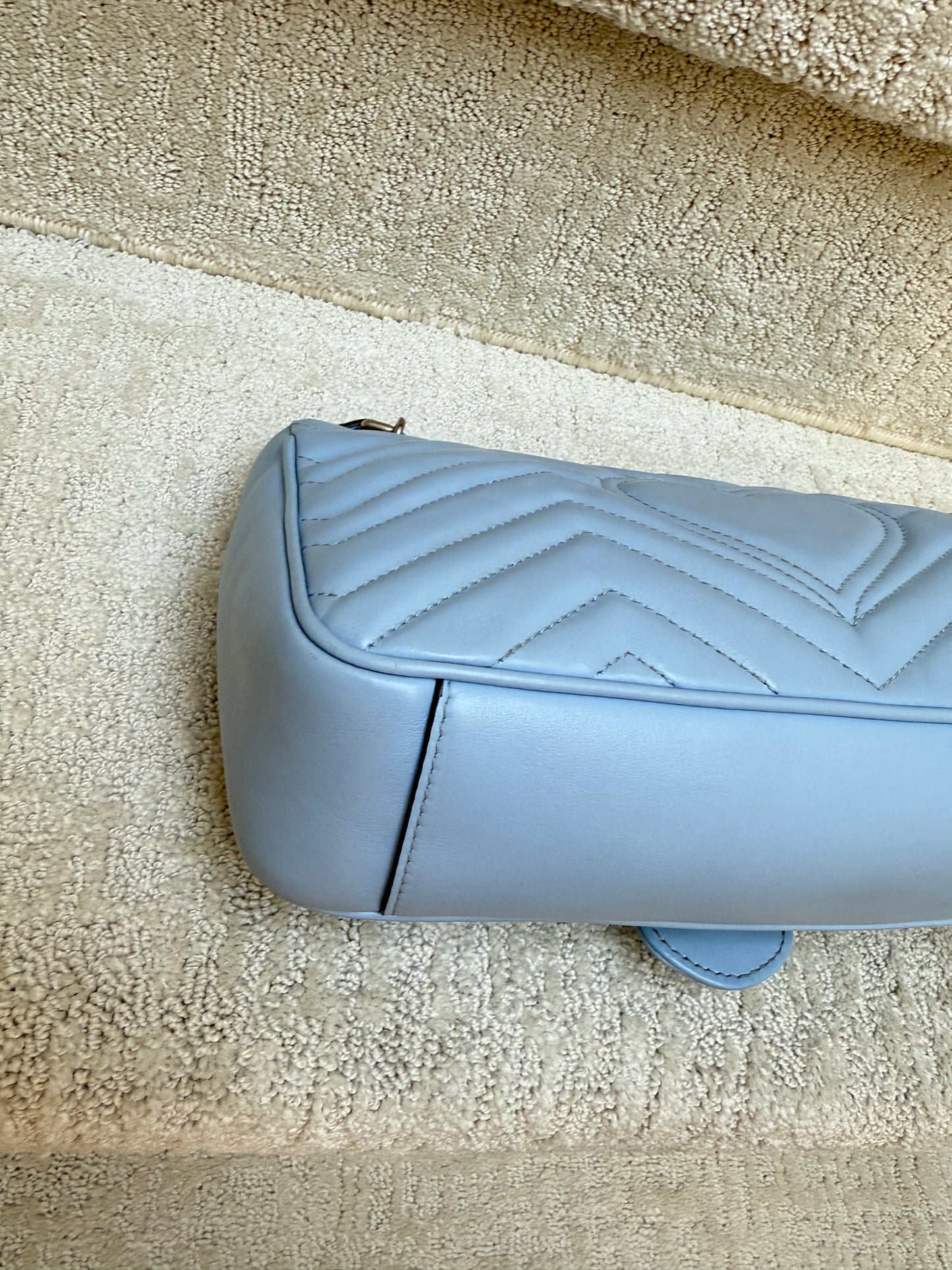 GUCCI Calfskin Matelasse GG Marmont small in baby blue