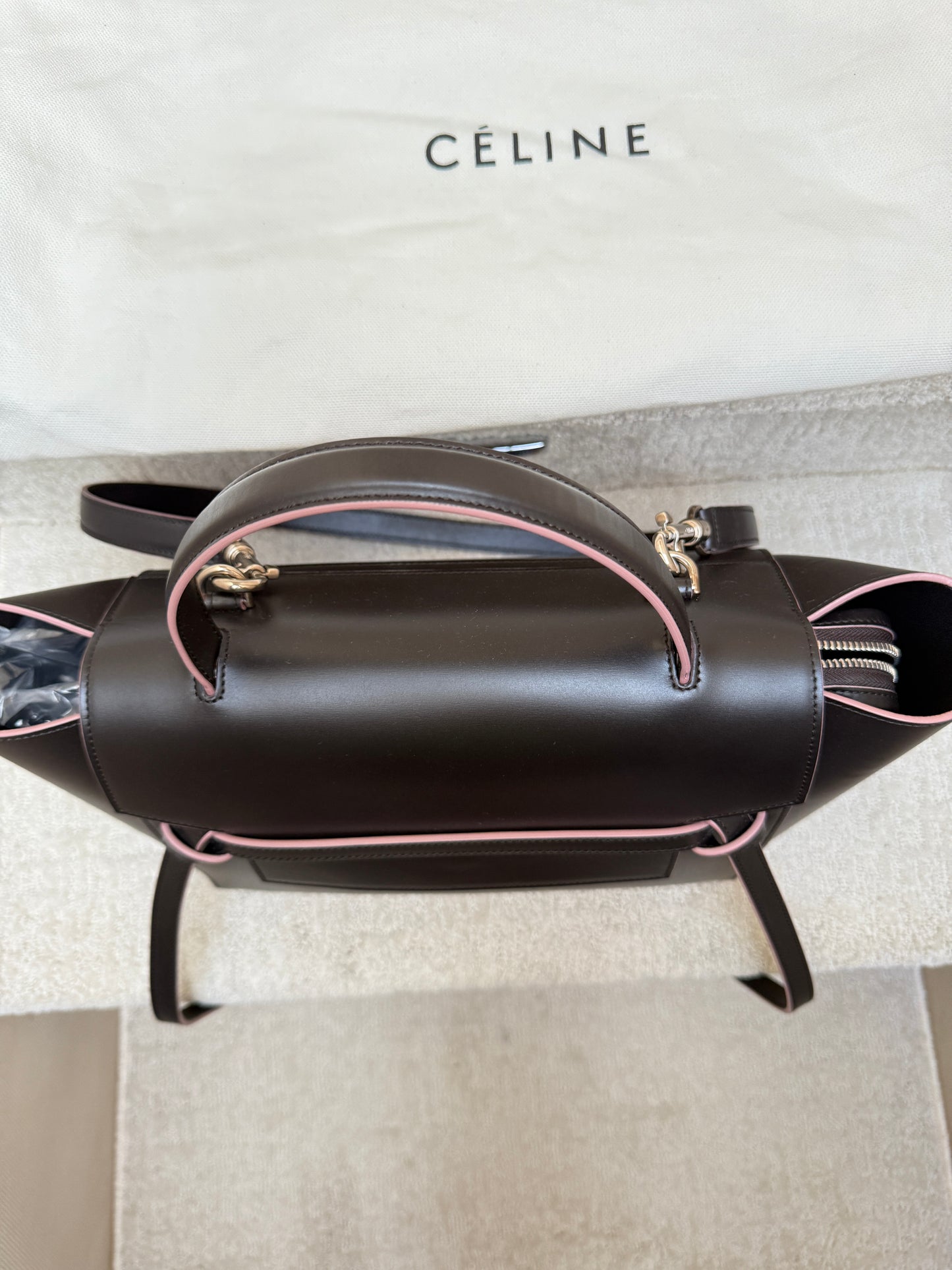 Celine Micro Belt Bag in Black with Pink (2nd Largest size)