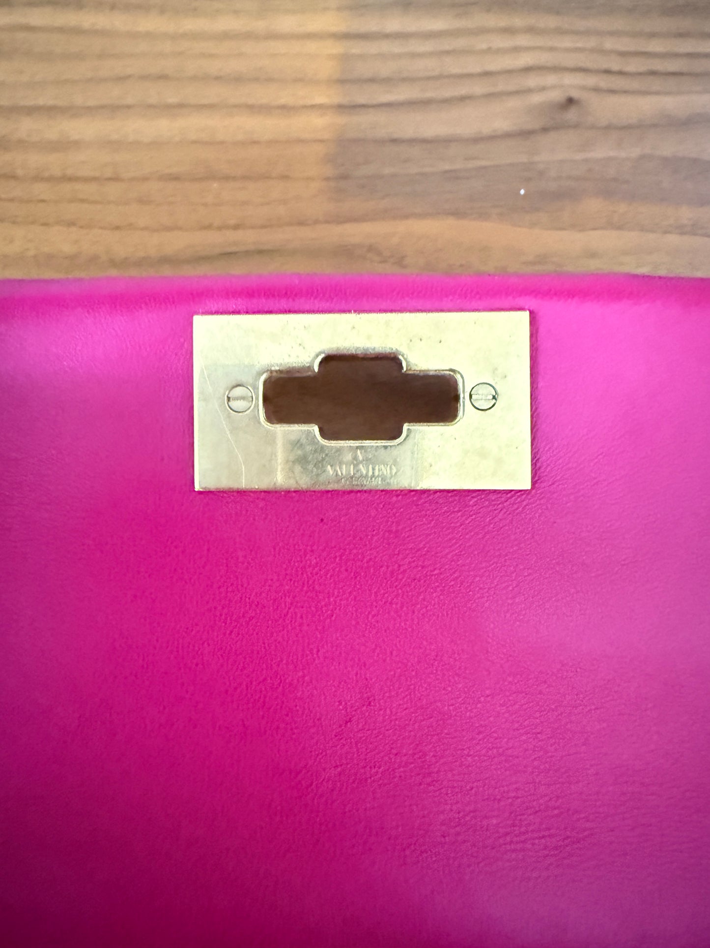 Valentino Roman Stud Medium Shoulder Bag in Dark Pink