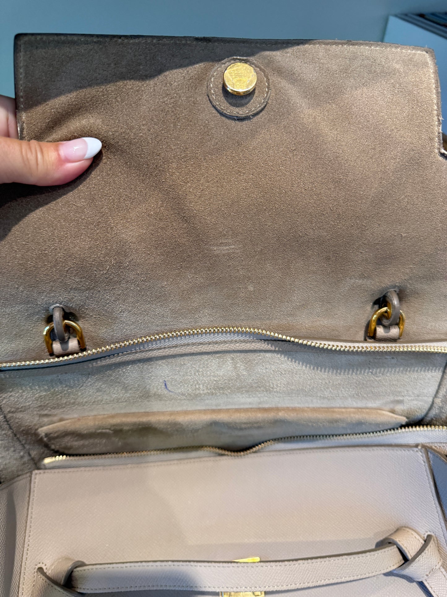 Celine mini belt bag in taupe