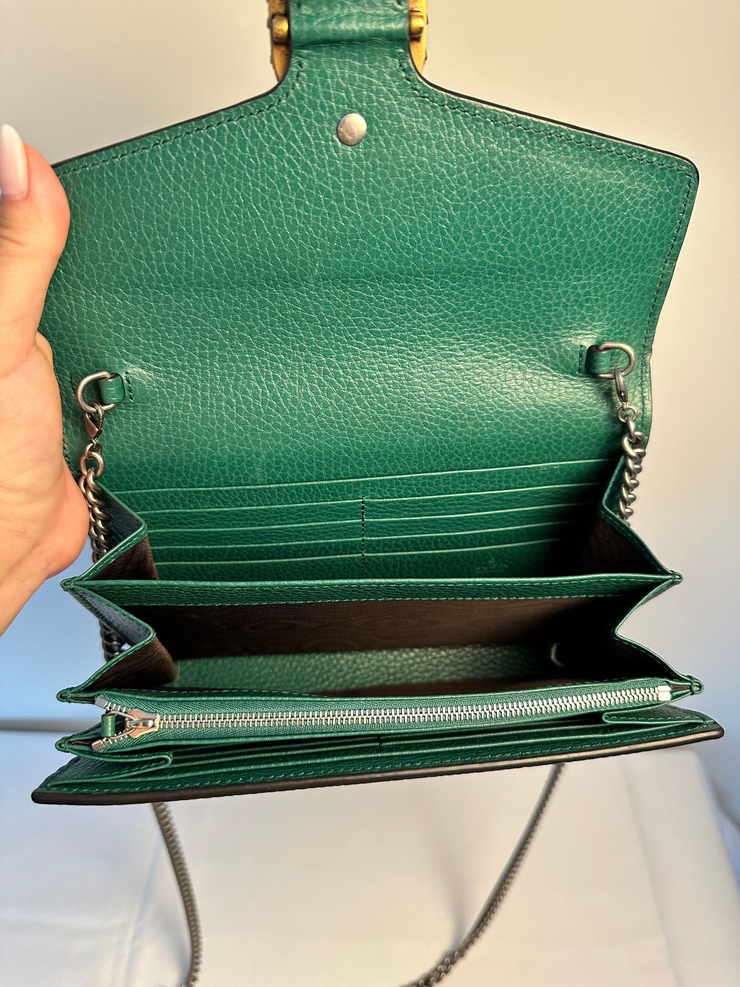 Gucci Dionysus Wallet on Chain in Green