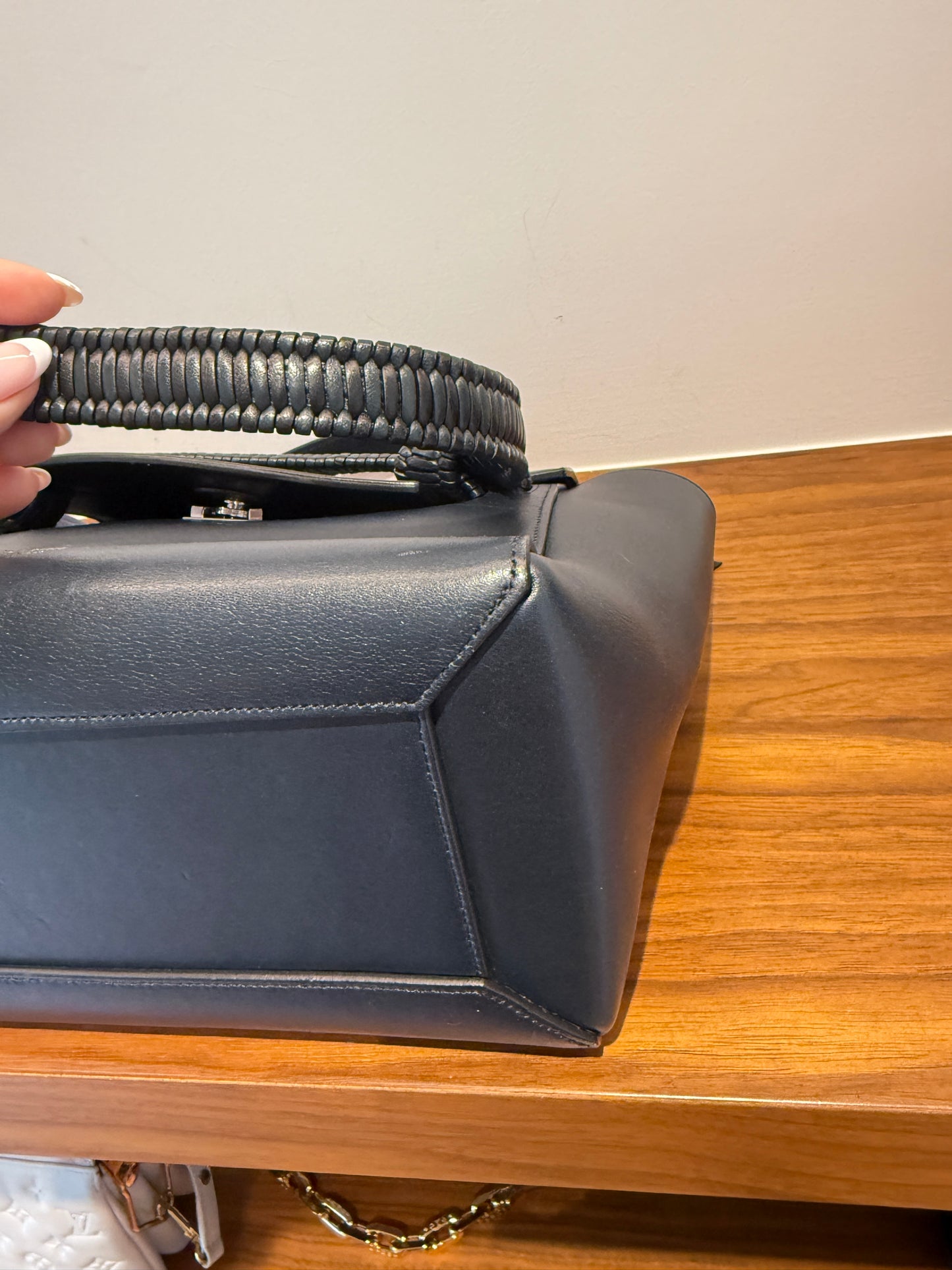 Celine Smooth Calfskin Micro Bi-Color Braided Belt Bag Dark Sea