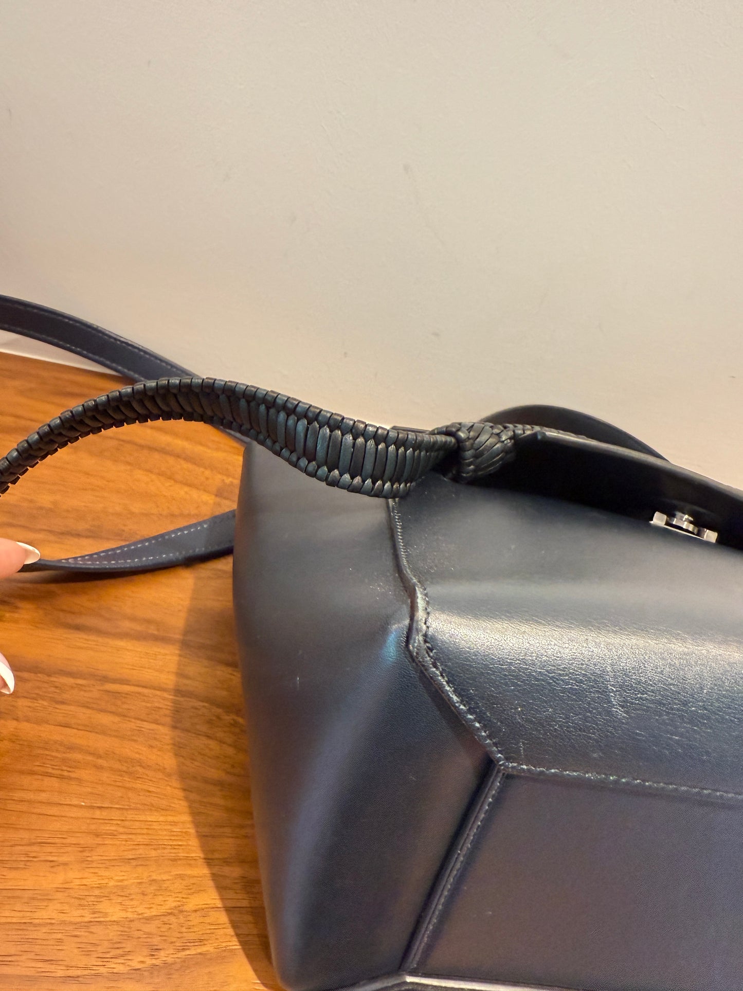 Celine Smooth Calfskin Micro Bi-Color Braided Belt Bag Dark Sea
