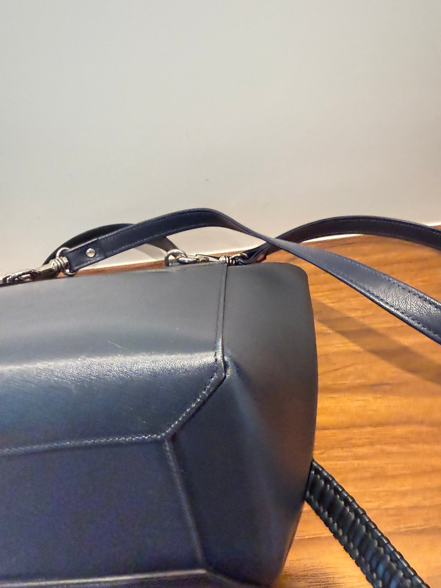 Celine Smooth Calfskin Micro Bi-Color Braided Belt Bag Dark Sea