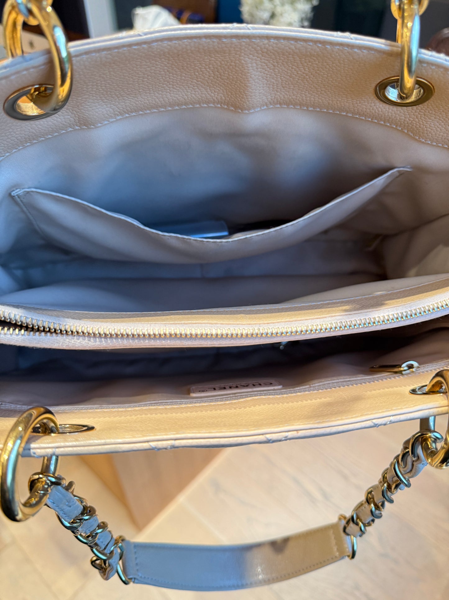 Chanel Caviar Quilted Grand Shopping Tote GST Beige