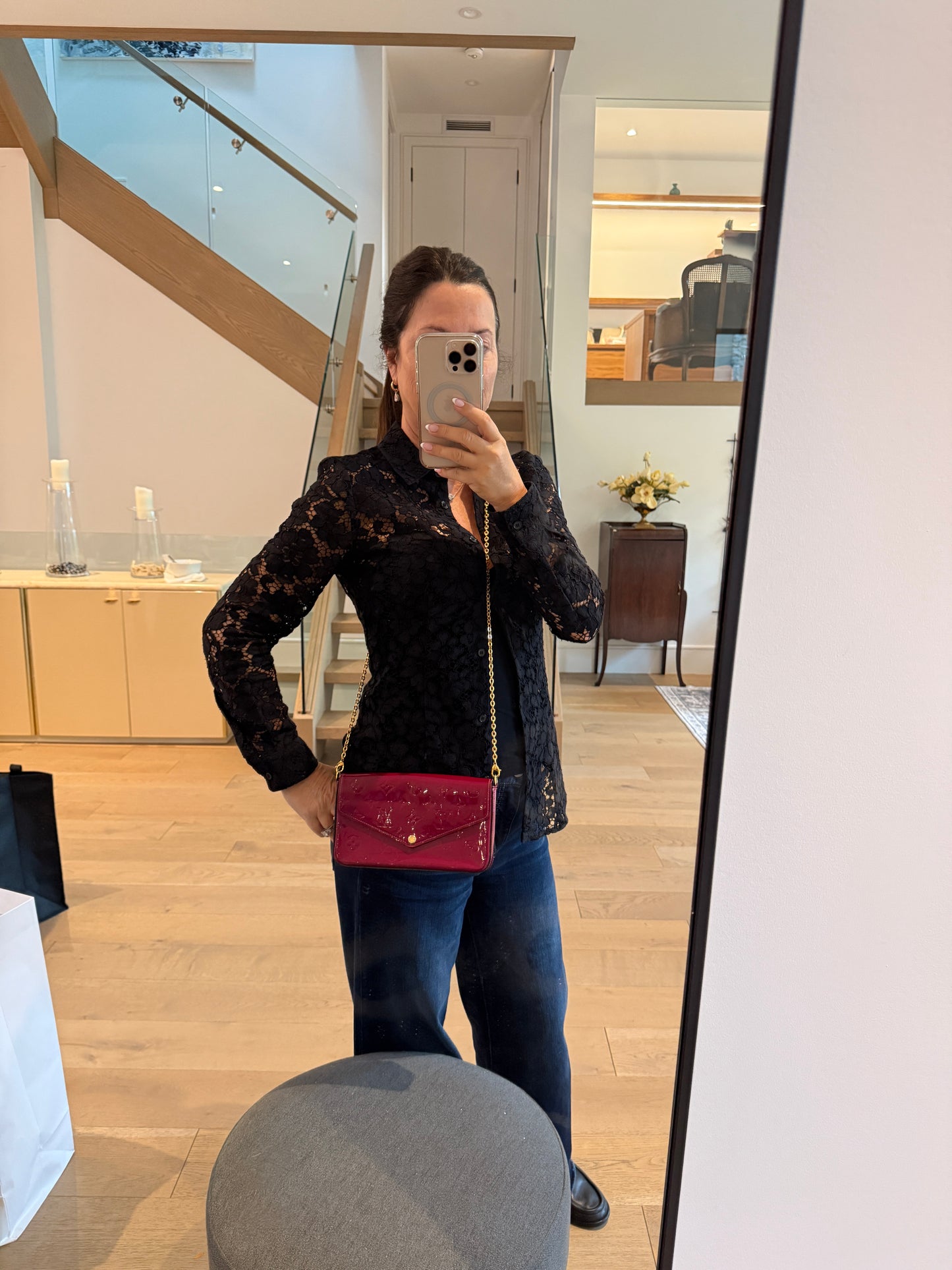 Louis Vuitton Empreinte Pochette Felicie Chain Wallet Dark Red