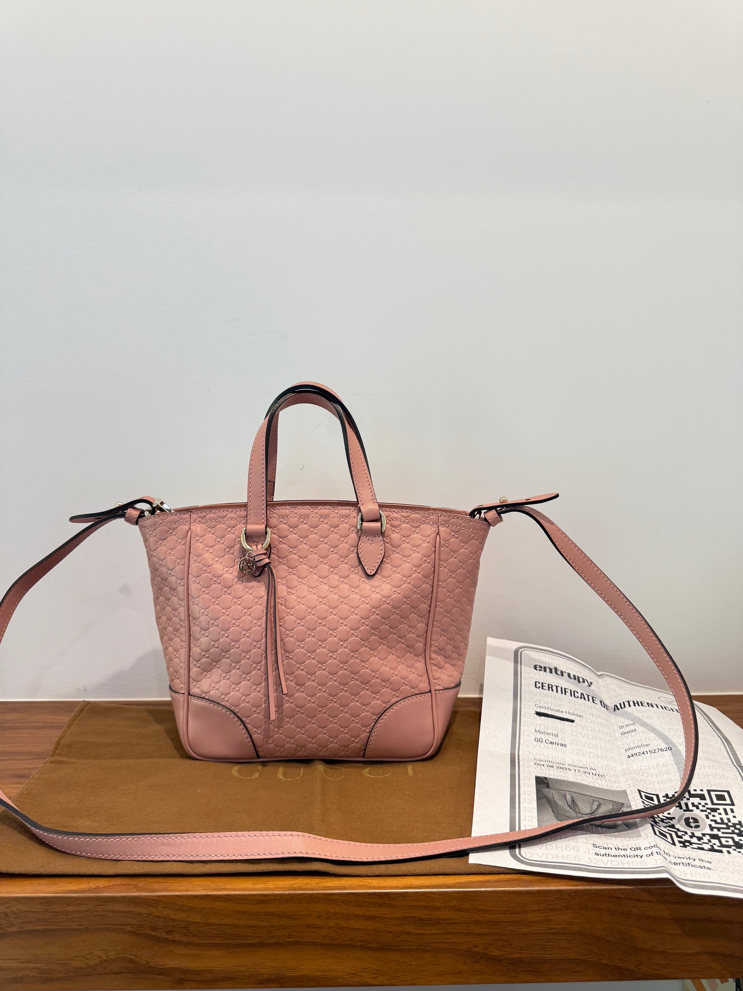 Microguccissima Small Bree Tote in soft pink