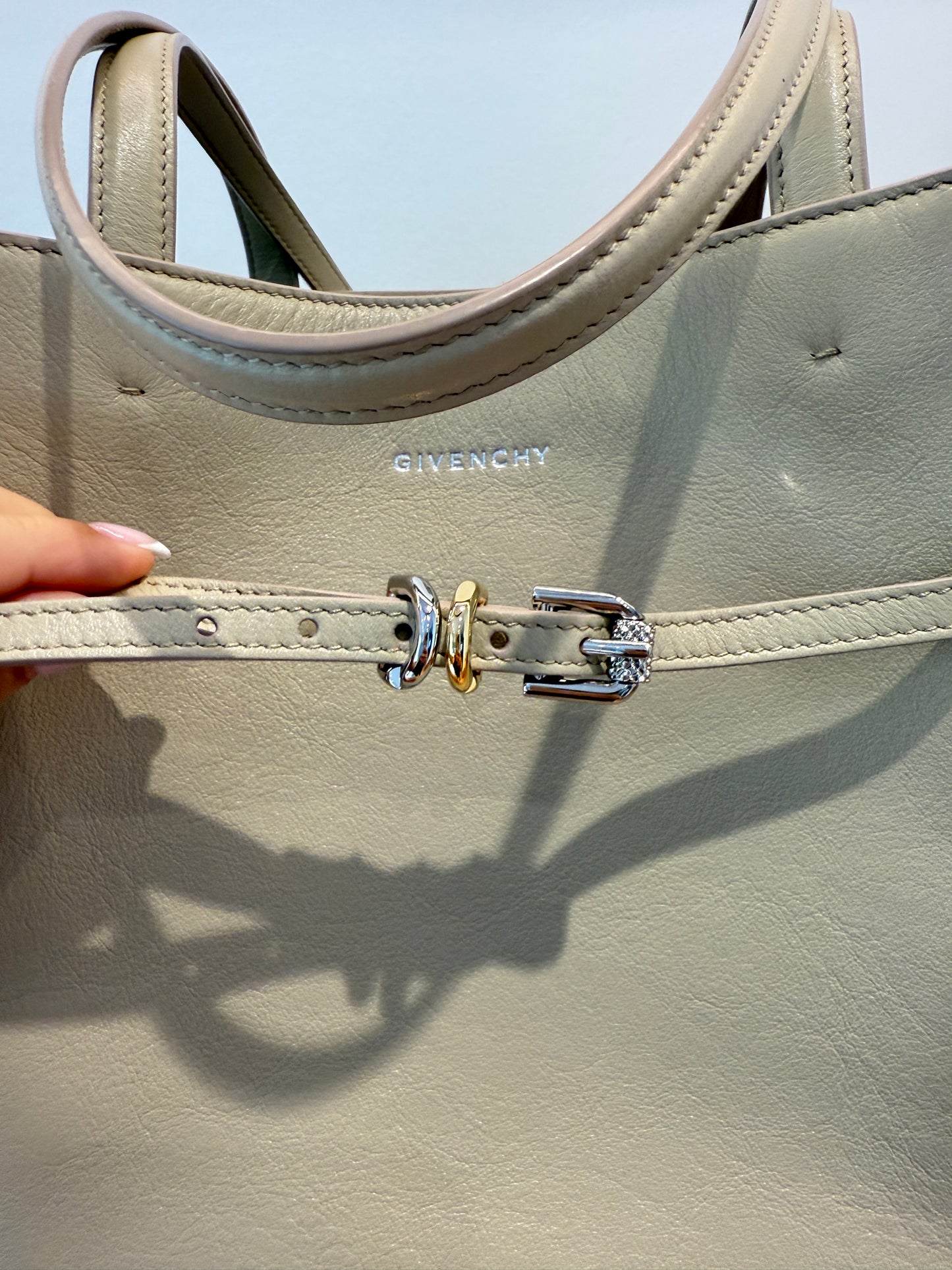 Givenchy Calfskin Voyou Medium North South Tote Natural Beige