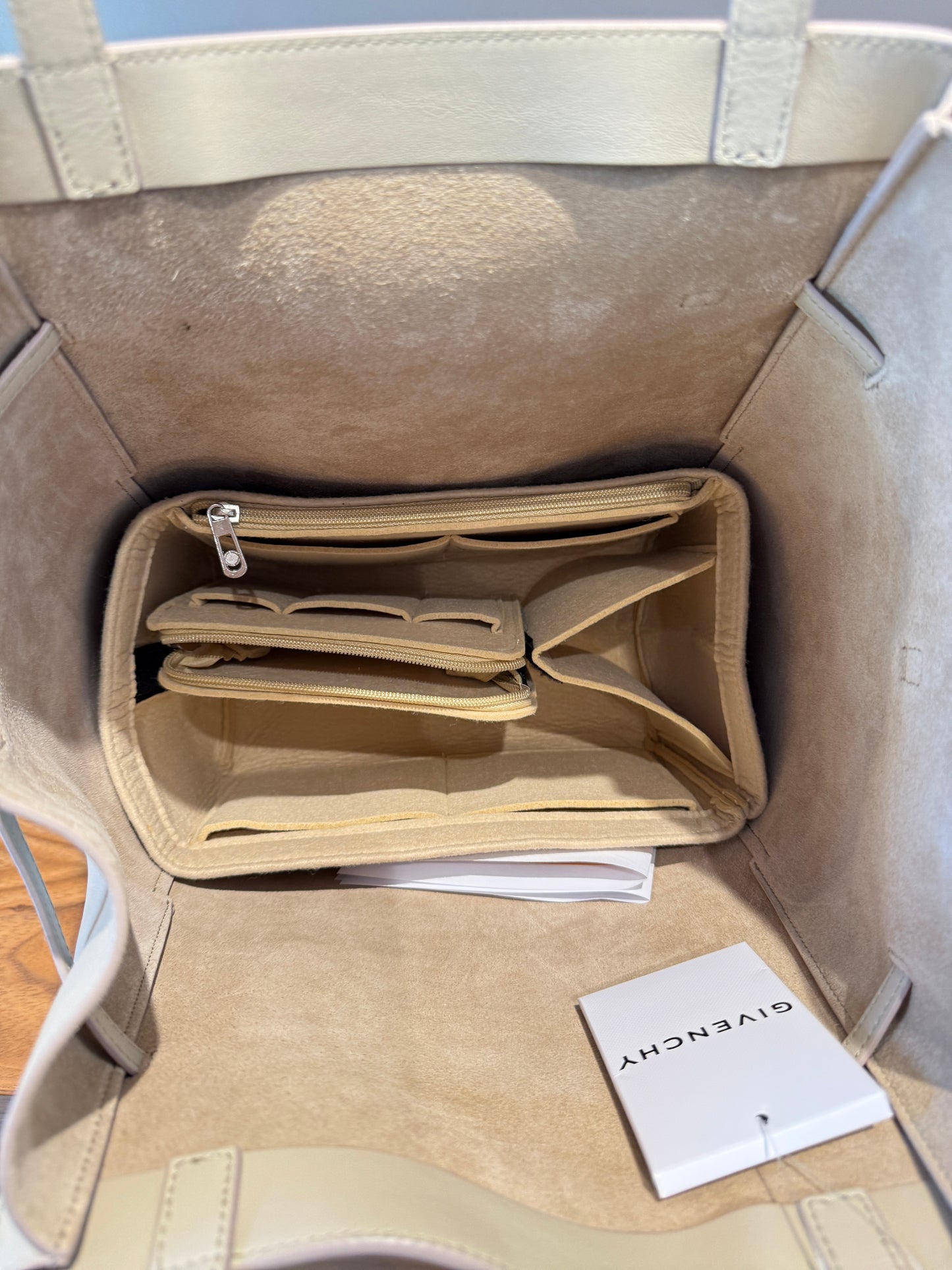 Givenchy Calfskin Voyou Medium North South Tote Natural Beige