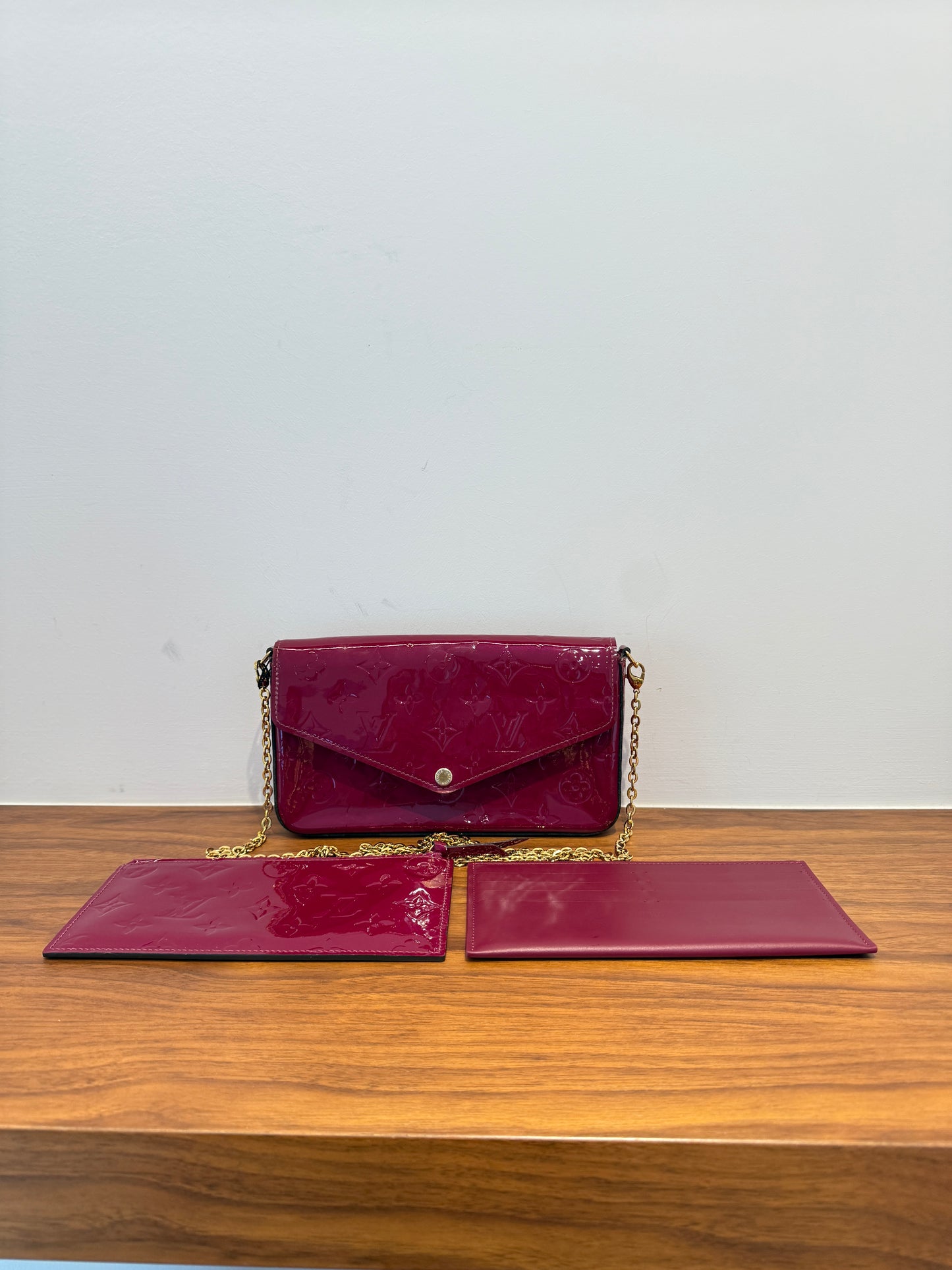 Louis Vuitton Empreinte Pochette Felicie Chain Wallet Dark Red