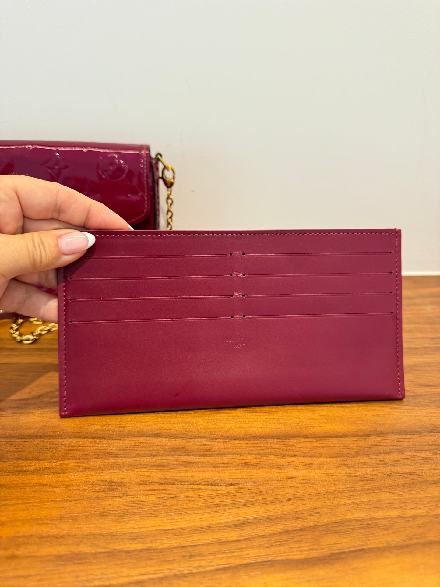 Louis Vuitton Empreinte Pochette Felicie Chain Wallet Dark Red