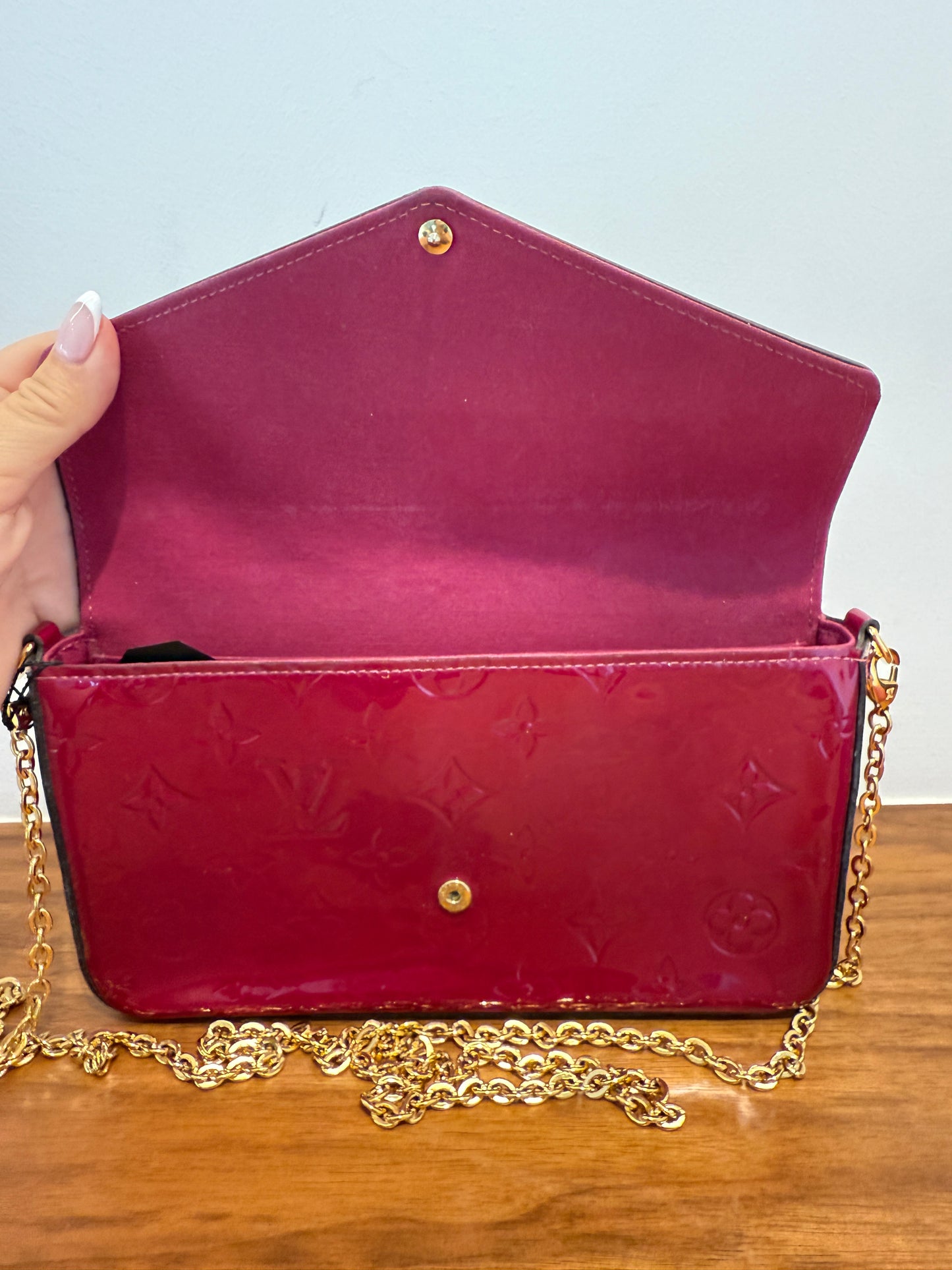 Louis Vuitton Empreinte Pochette Felicie Chain Wallet Dark Red
