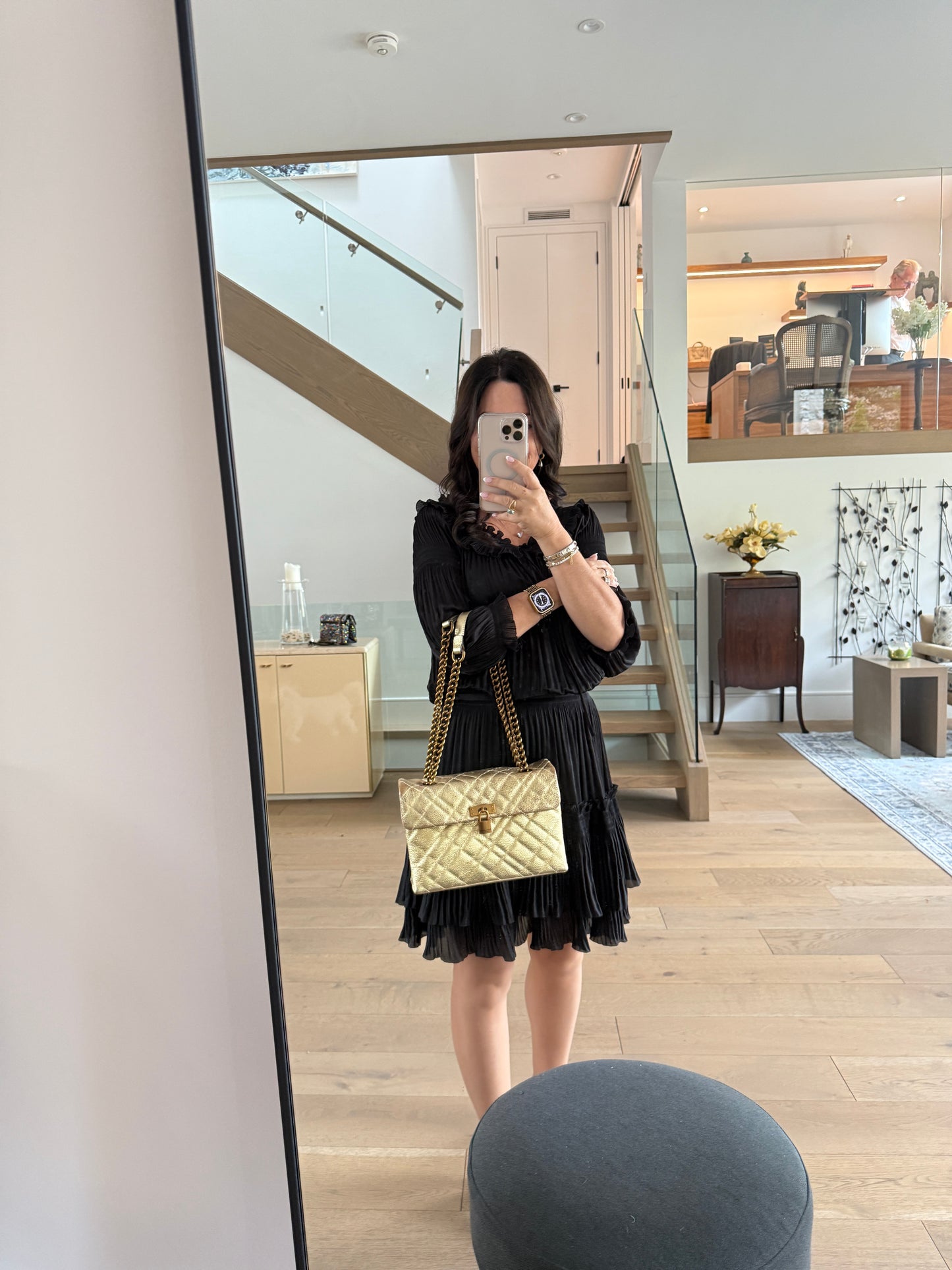 Kurt Geiger The Brixton leather metallic gold shoulder bag