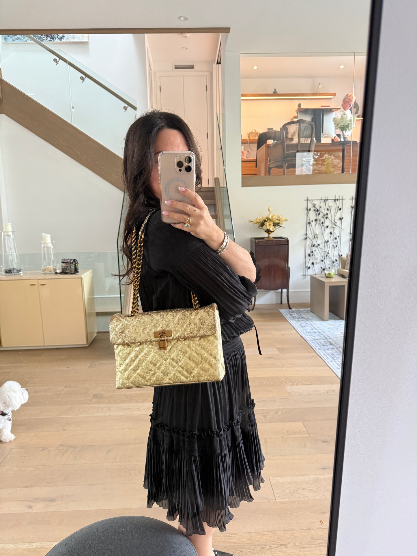 Kurt Geiger The Brixton leather metallic gold shoulder bag