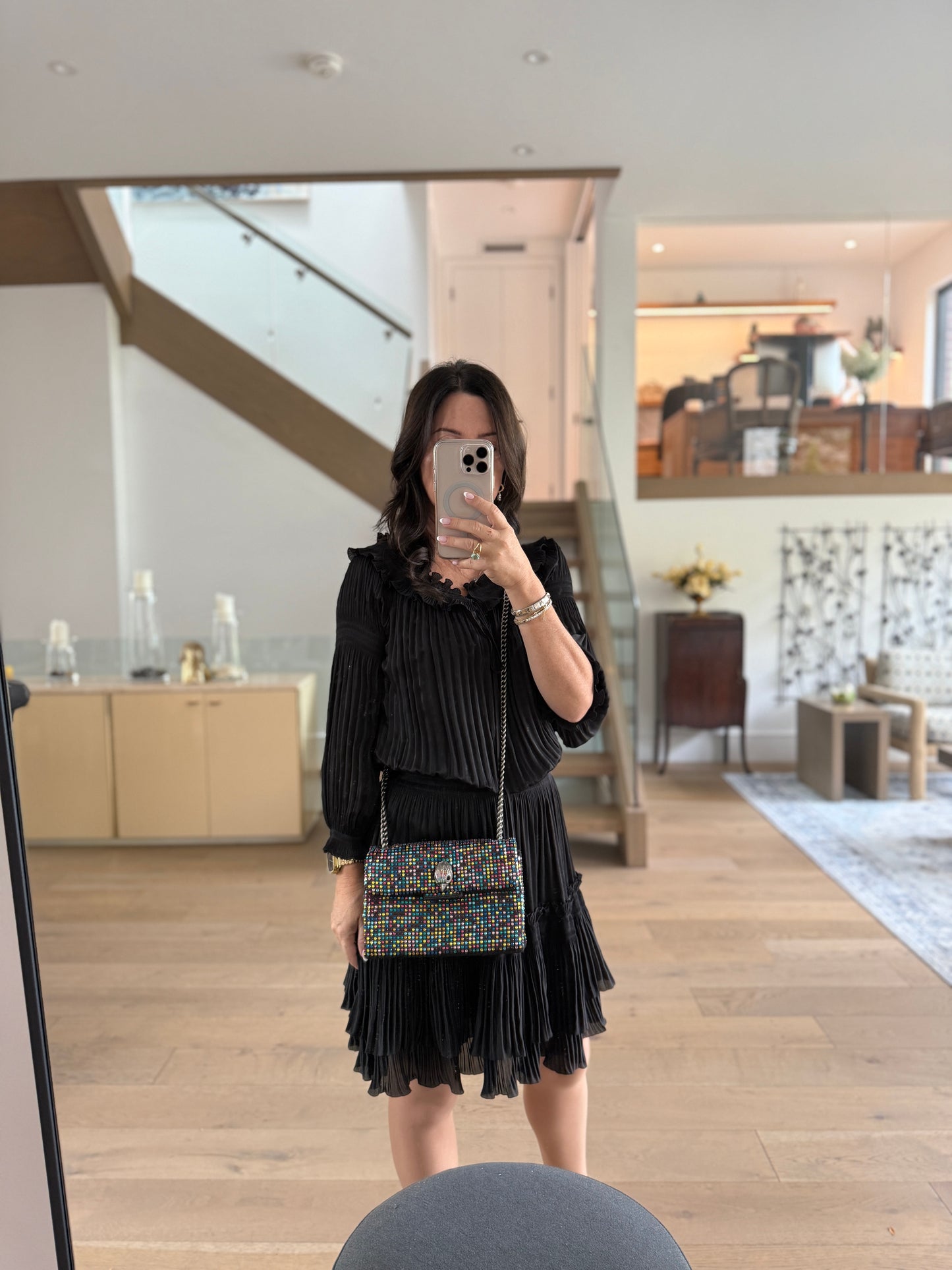 Kurt Gieger Colourful Rhinestone Bag with Black Trim