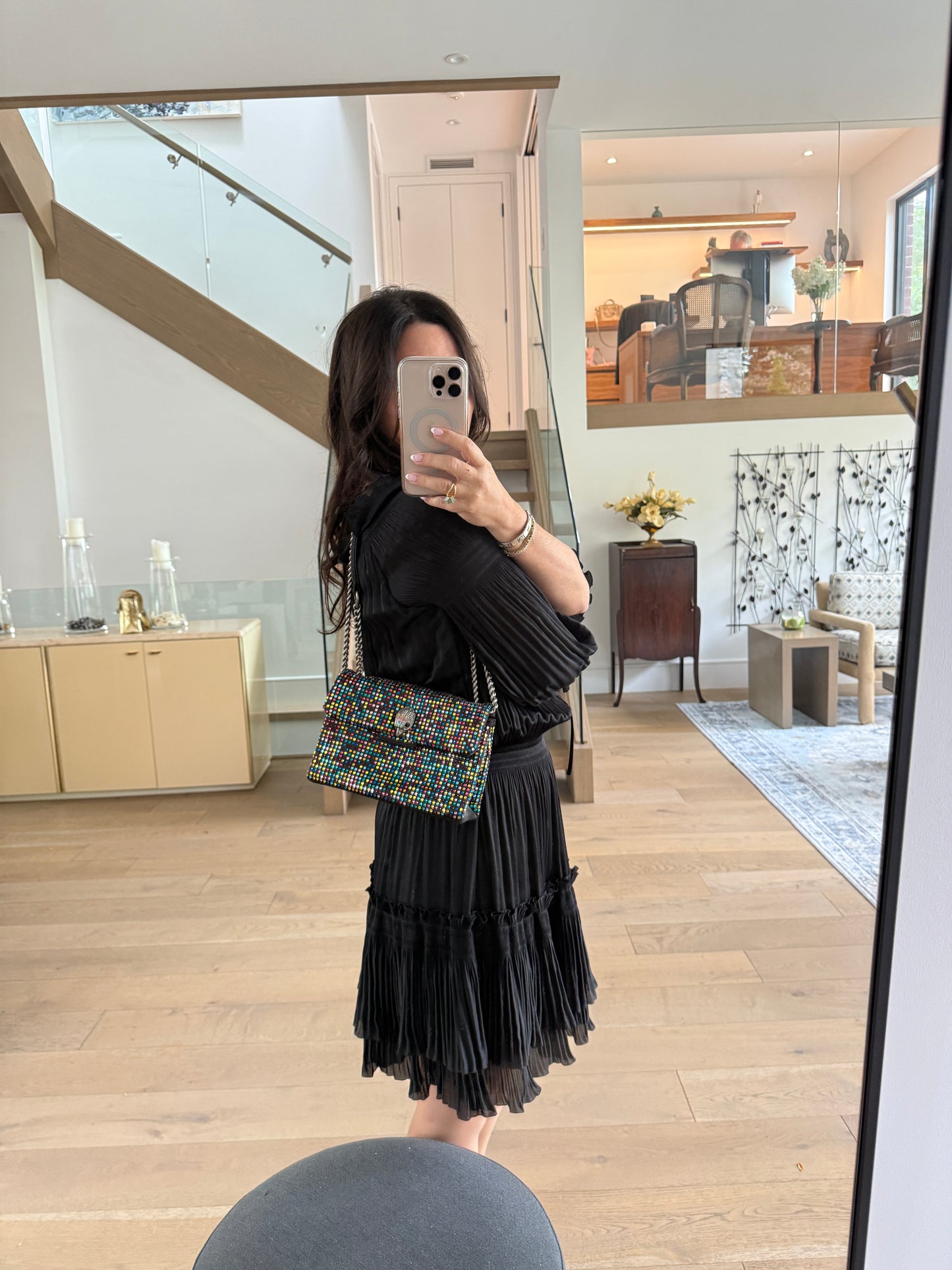 Kurt Gieger Colourful Rhinestone Bag with Black Trim