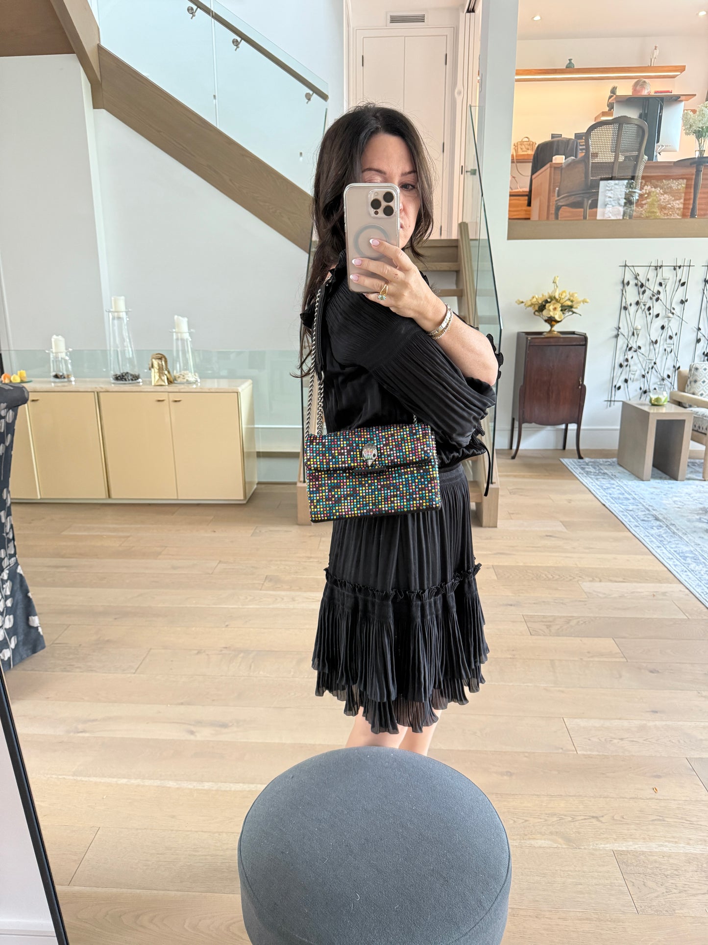 Kurt Gieger Colourful Rhinestone Bag with Black Trim