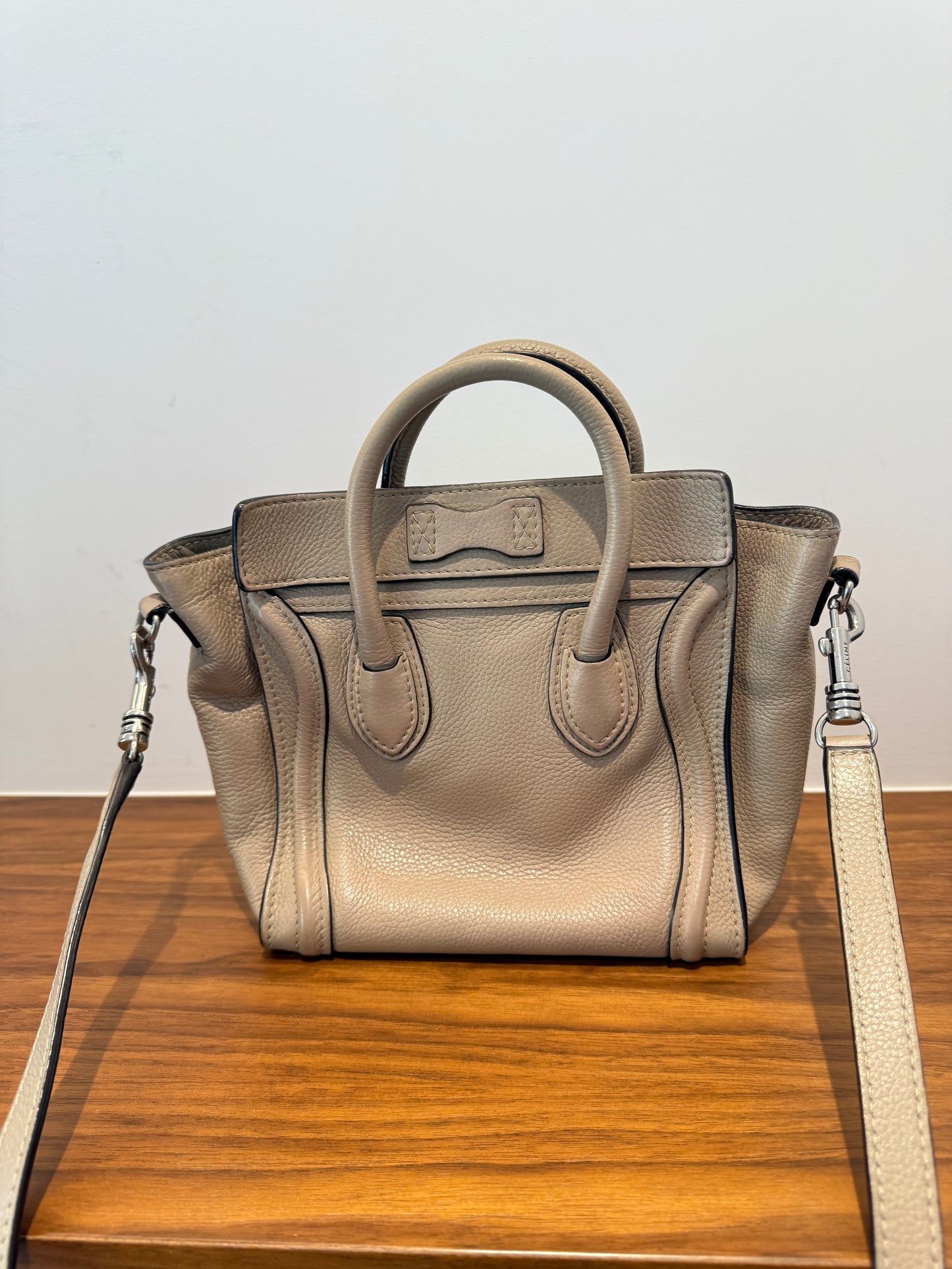 Celine Nano Phantom luggage tote in Beige